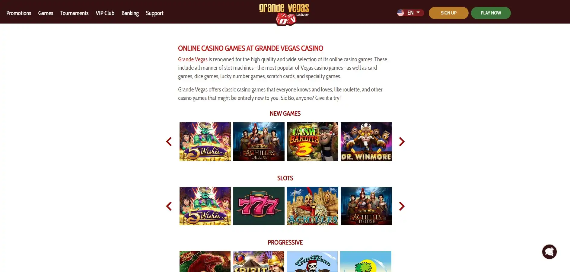 Grande Vegas Casino Games