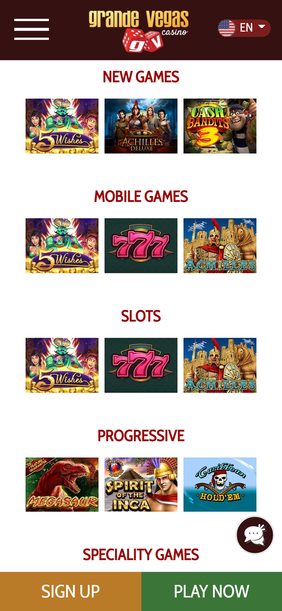 Grande Vegas Casino Mobile Games Review