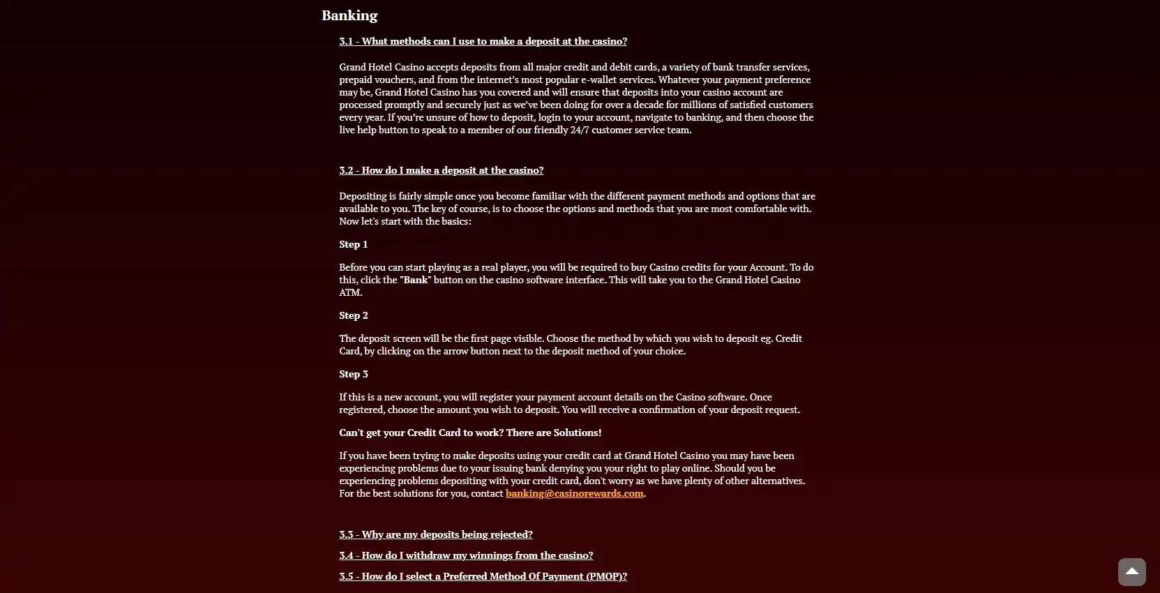 Grand Hotel Casino Payment Methods