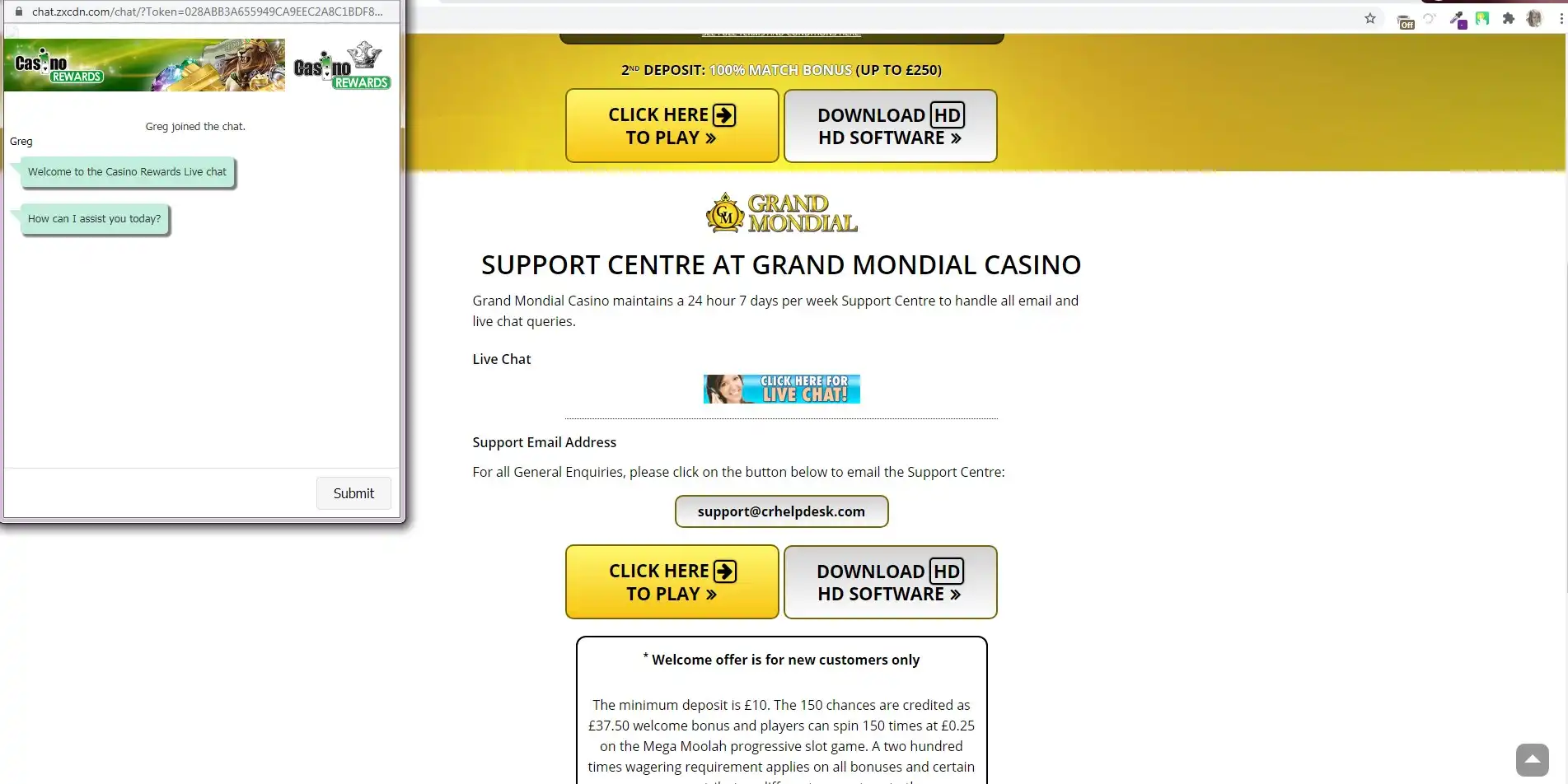 Grand Mondial Casino Support