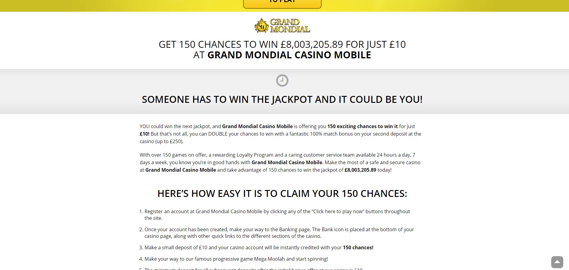 Grand Mondial Casino EU No Deposit Bonus