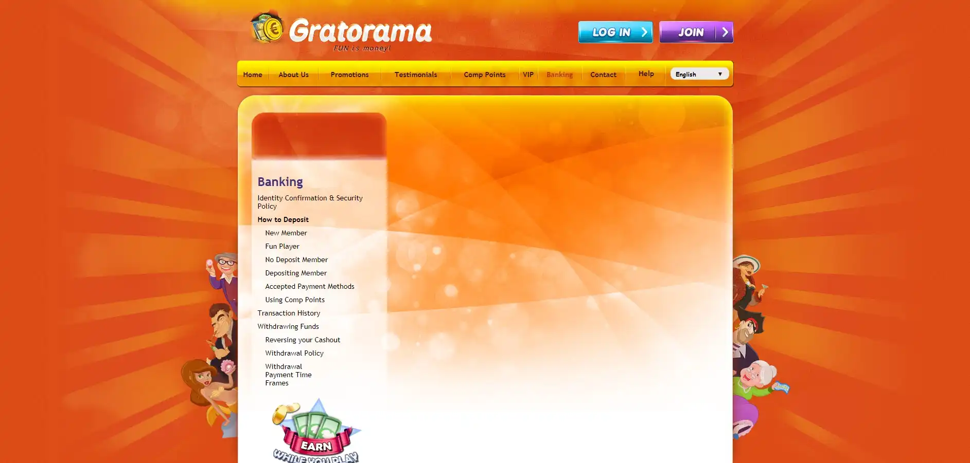 Gratorama Casino Payment Methods