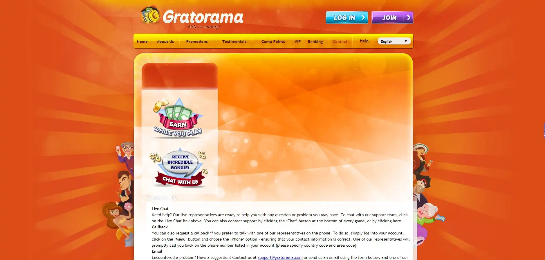 Gratorama Casino Support