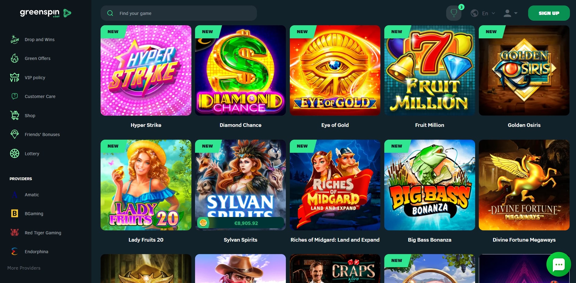 Greenspin Casino Games