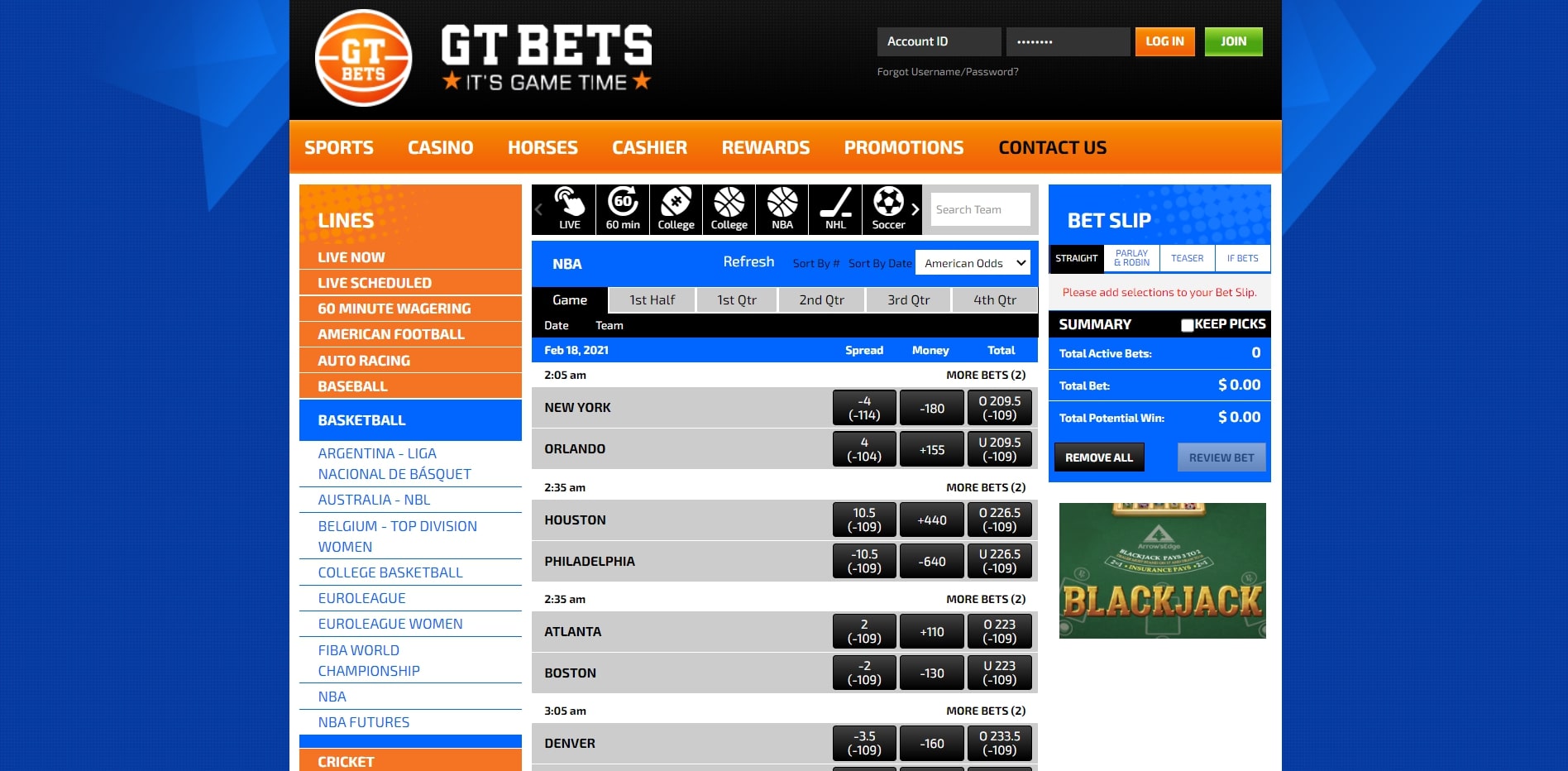 GT Bets Casino Betting