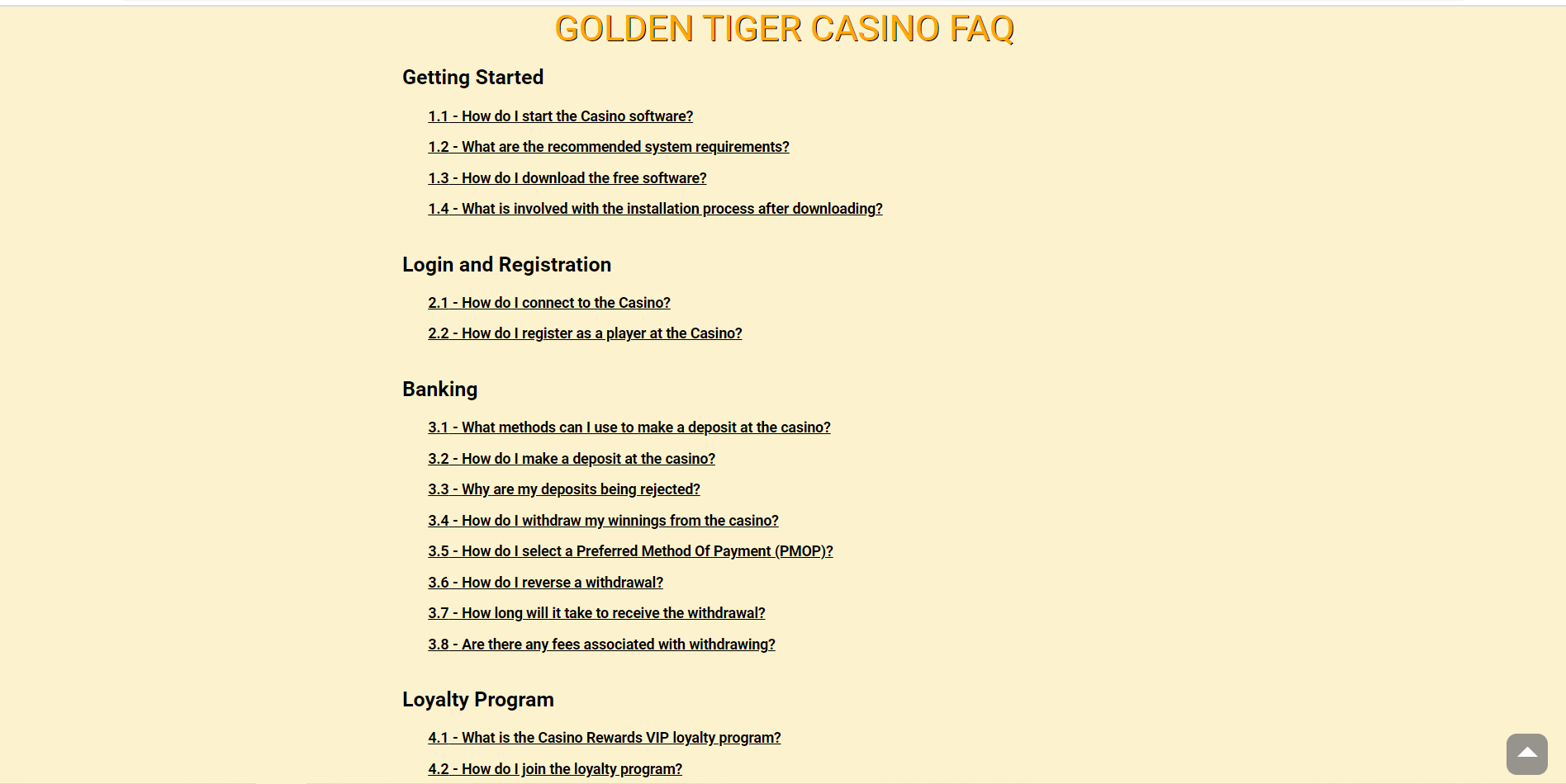 Golden Tiger Casino Support