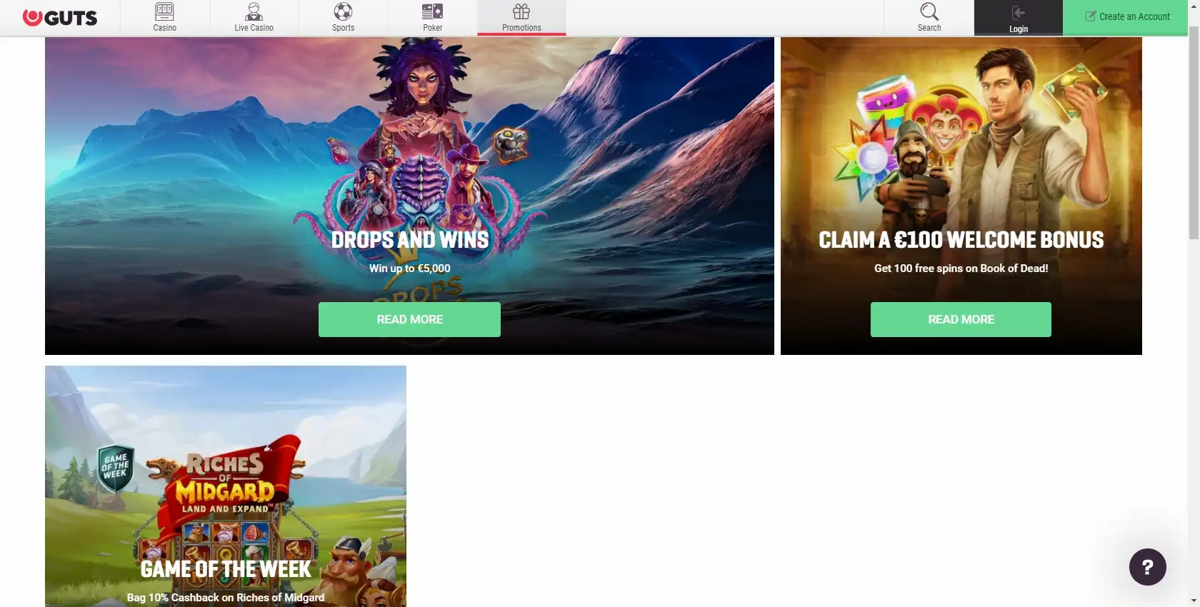 Guts Casino No Deposit Bonus