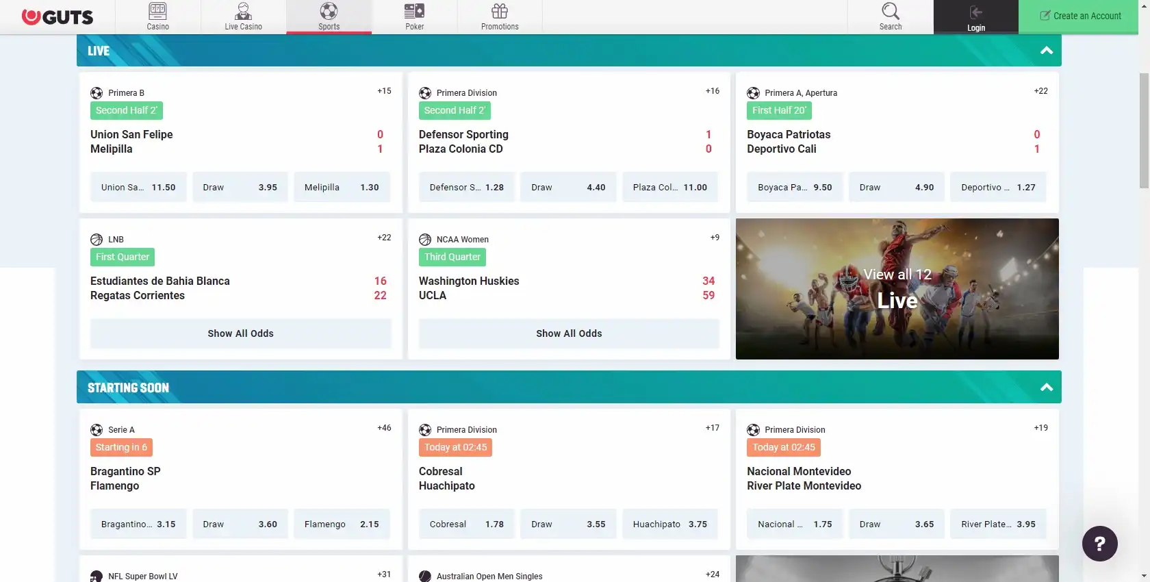 Guts Casino Betting
