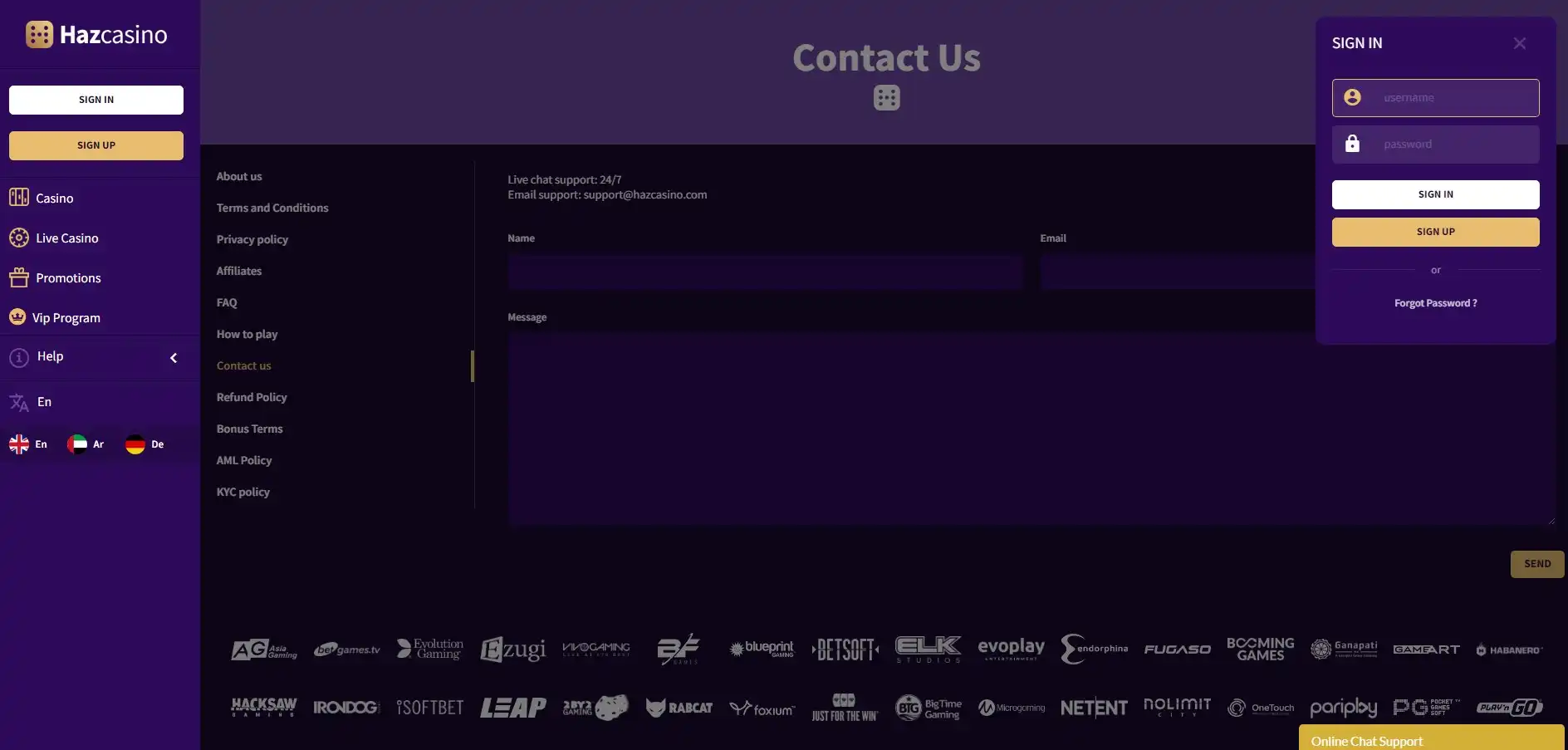 Haz Casino Login