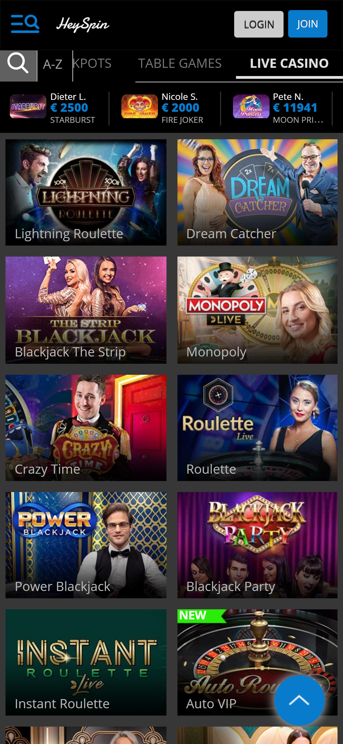 HeySpin Casino Mobile Live Dealer Games Review