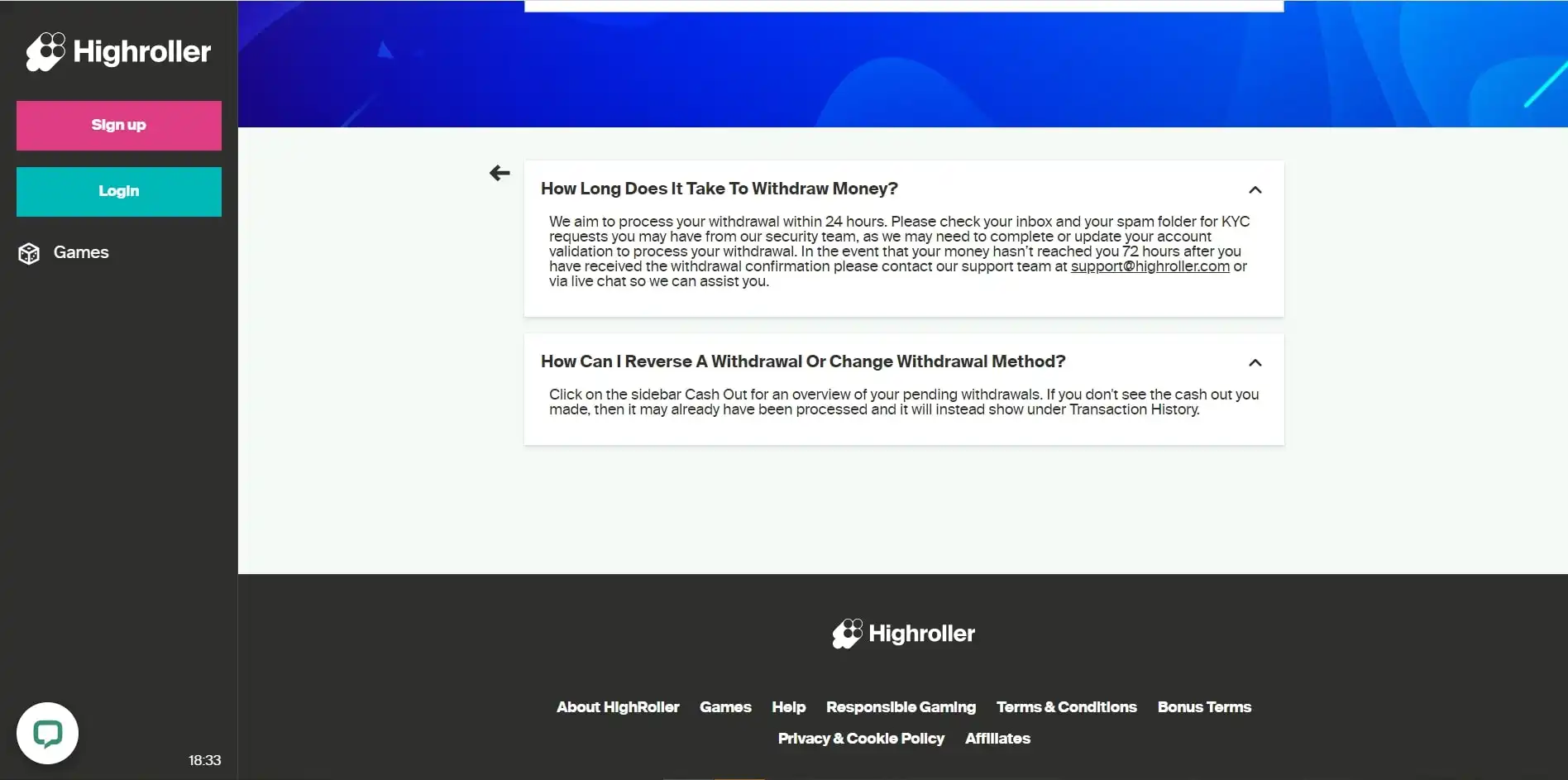HighRoller Casino Payment Methods