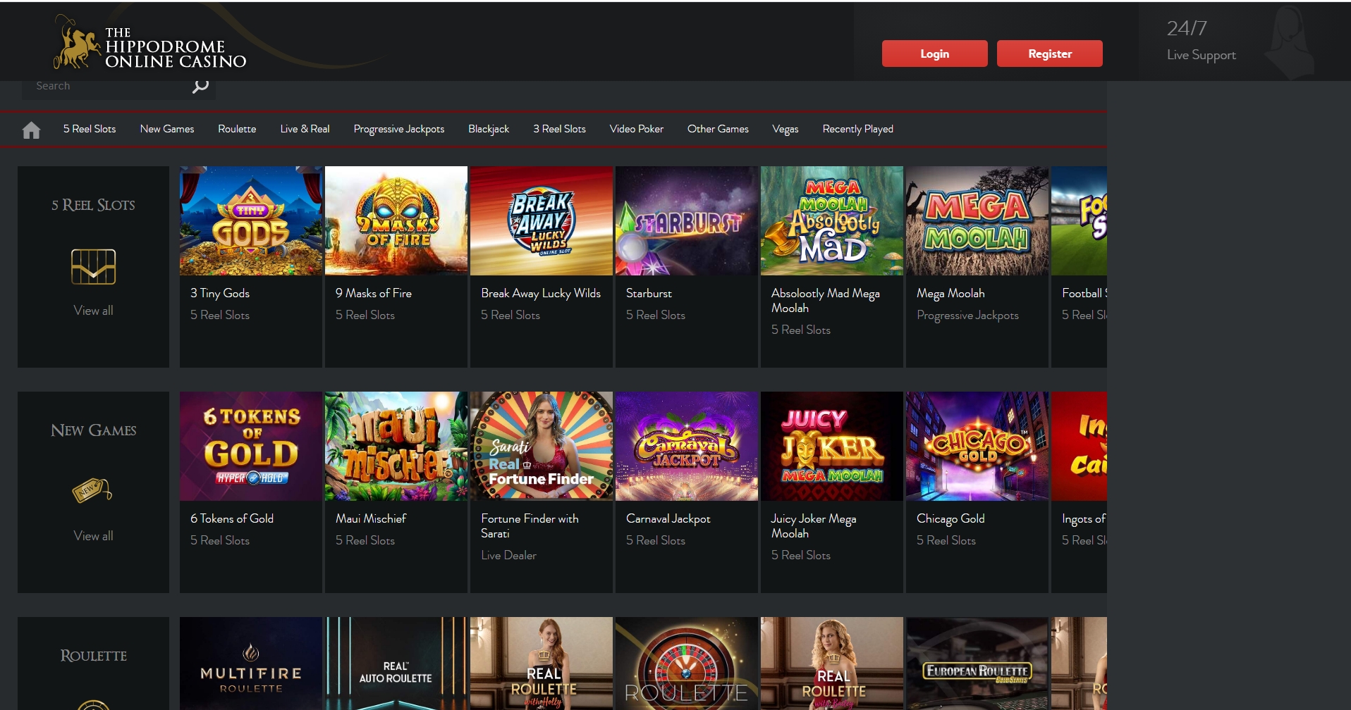 Hippodrome Online Casino Games