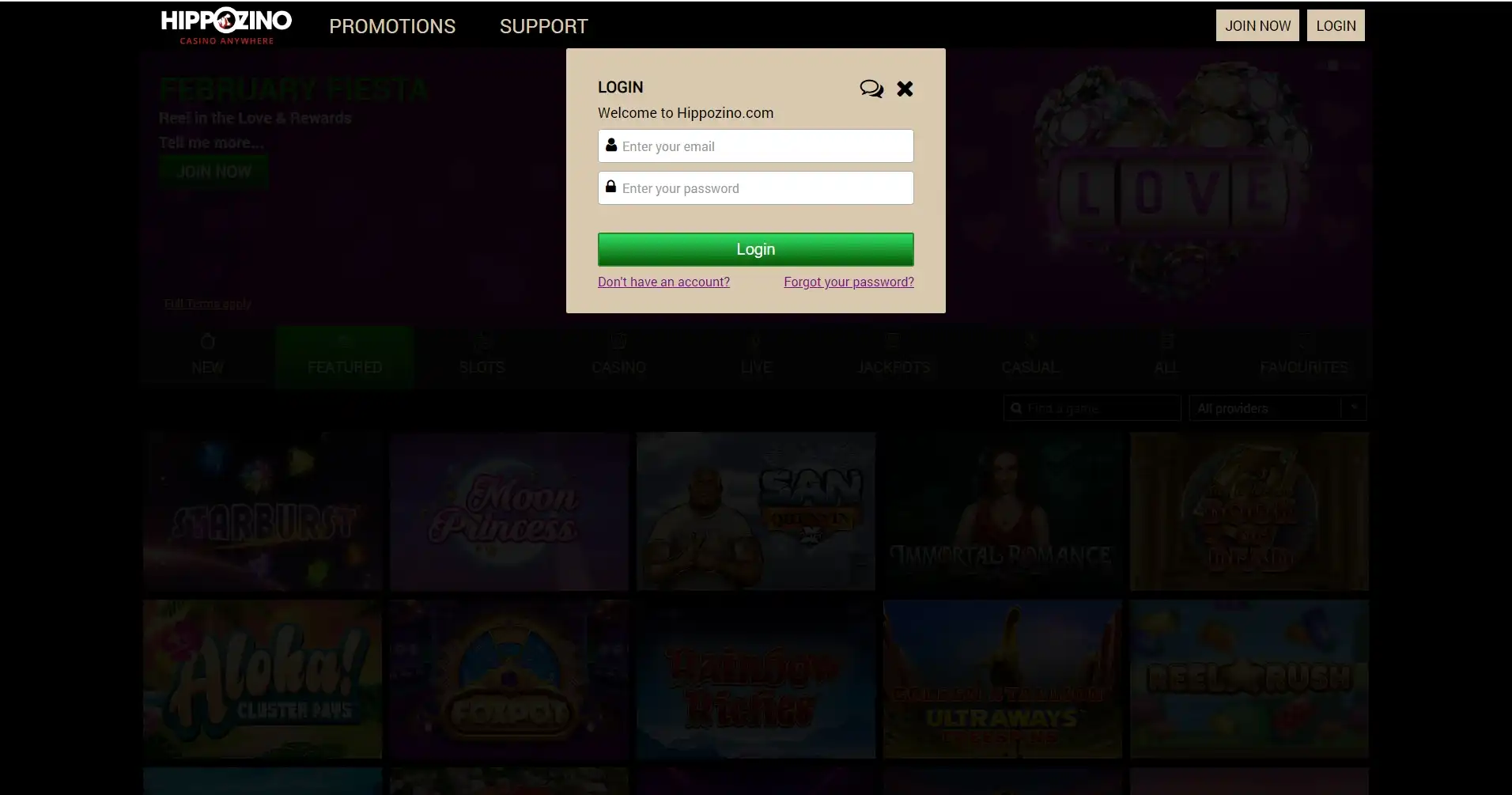 Hippozino Casino Login