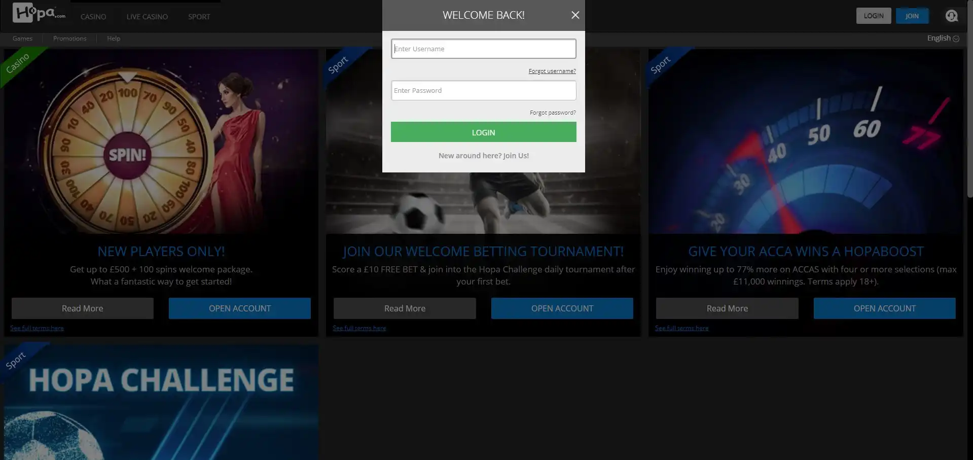Hopa Casino Login