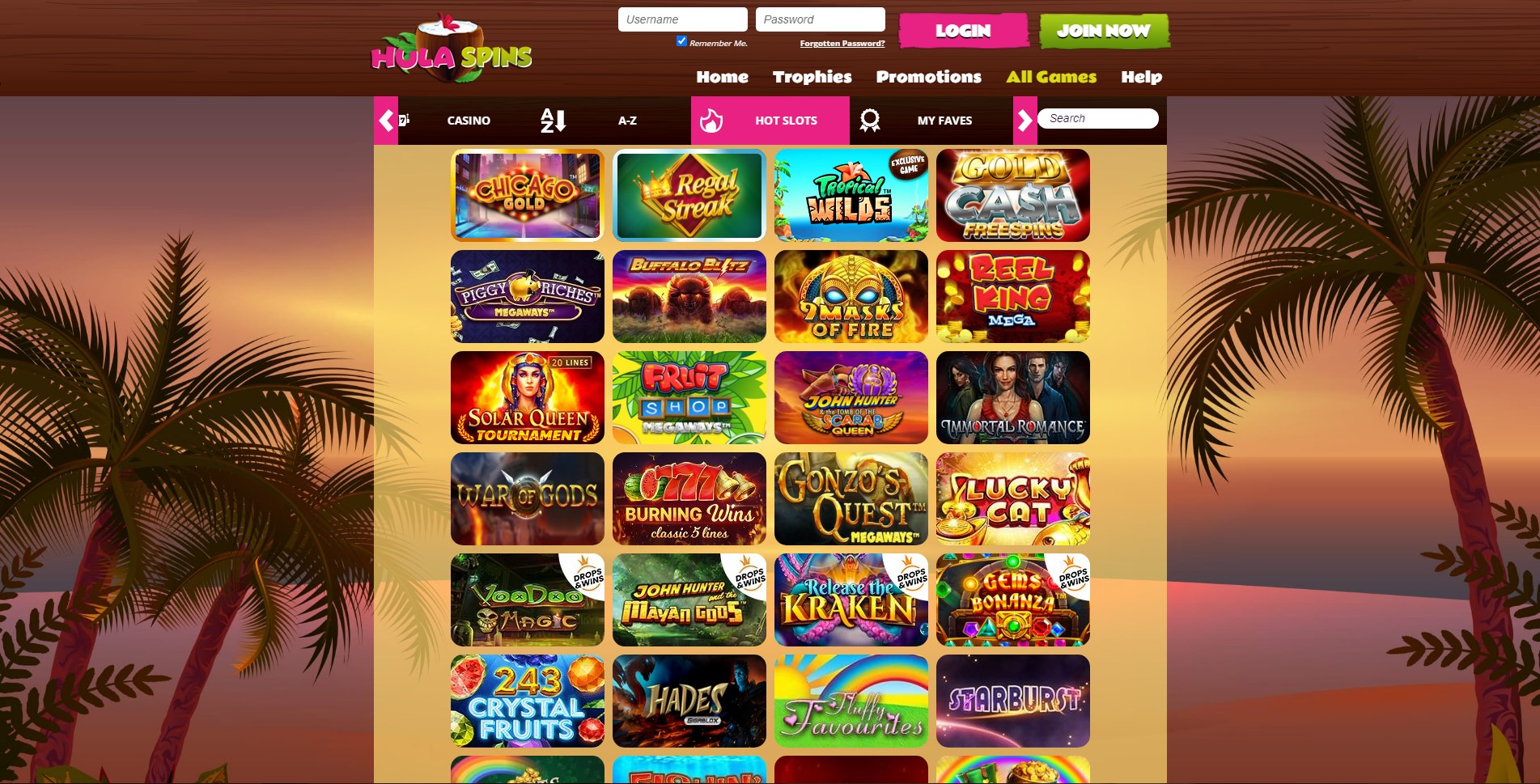 Hula Spins Casino Games