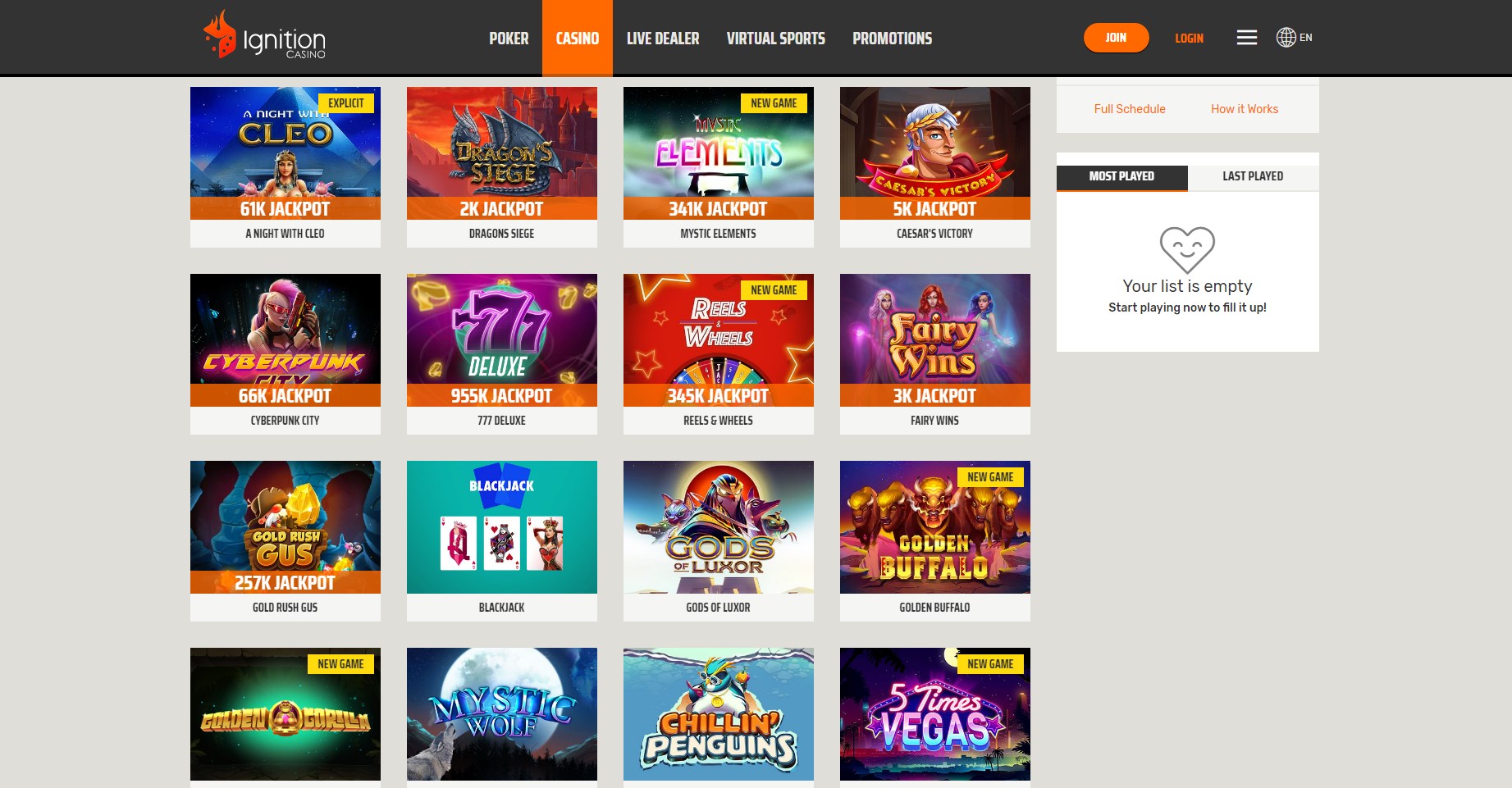 Ignition Casino Games