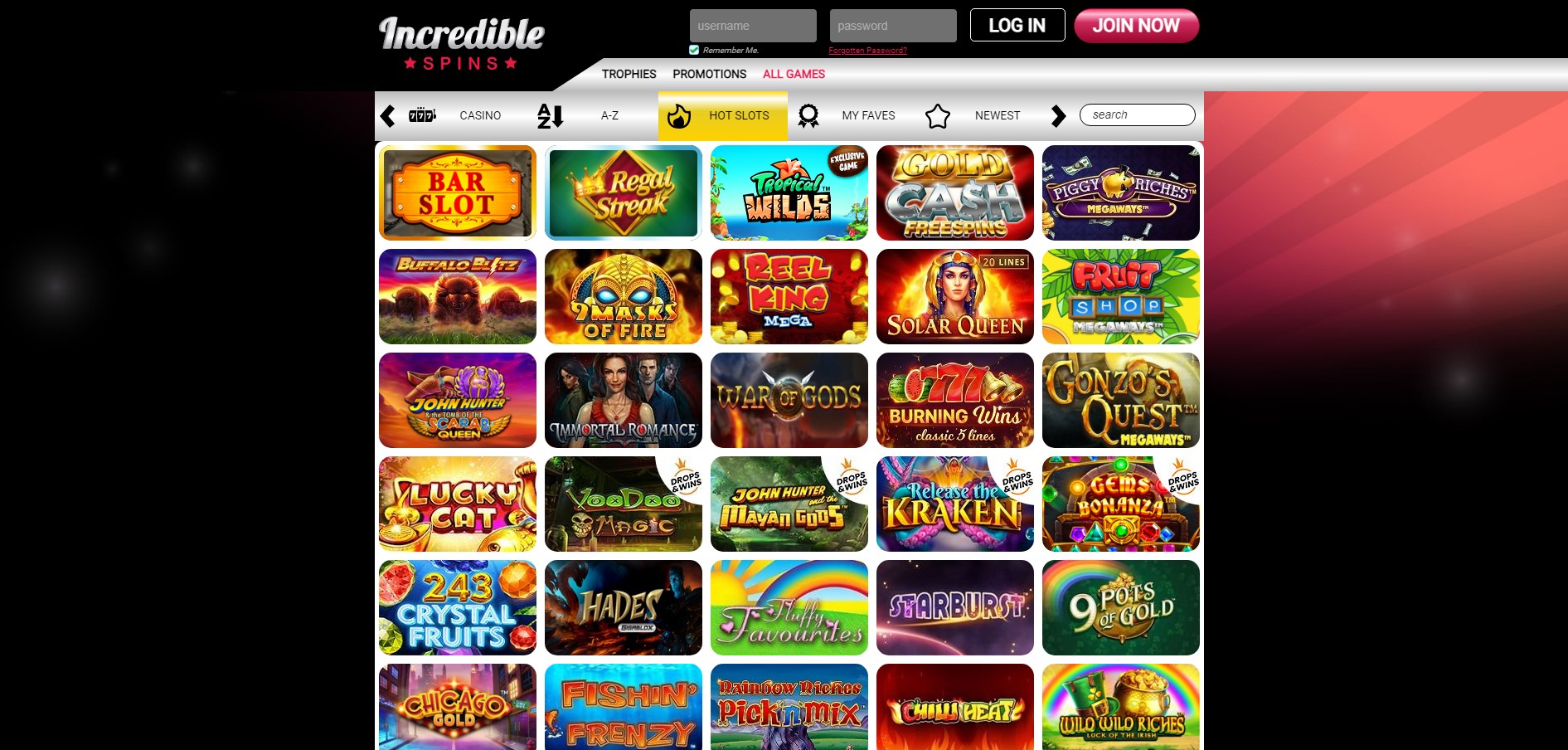 Incredible Spins Casino Games