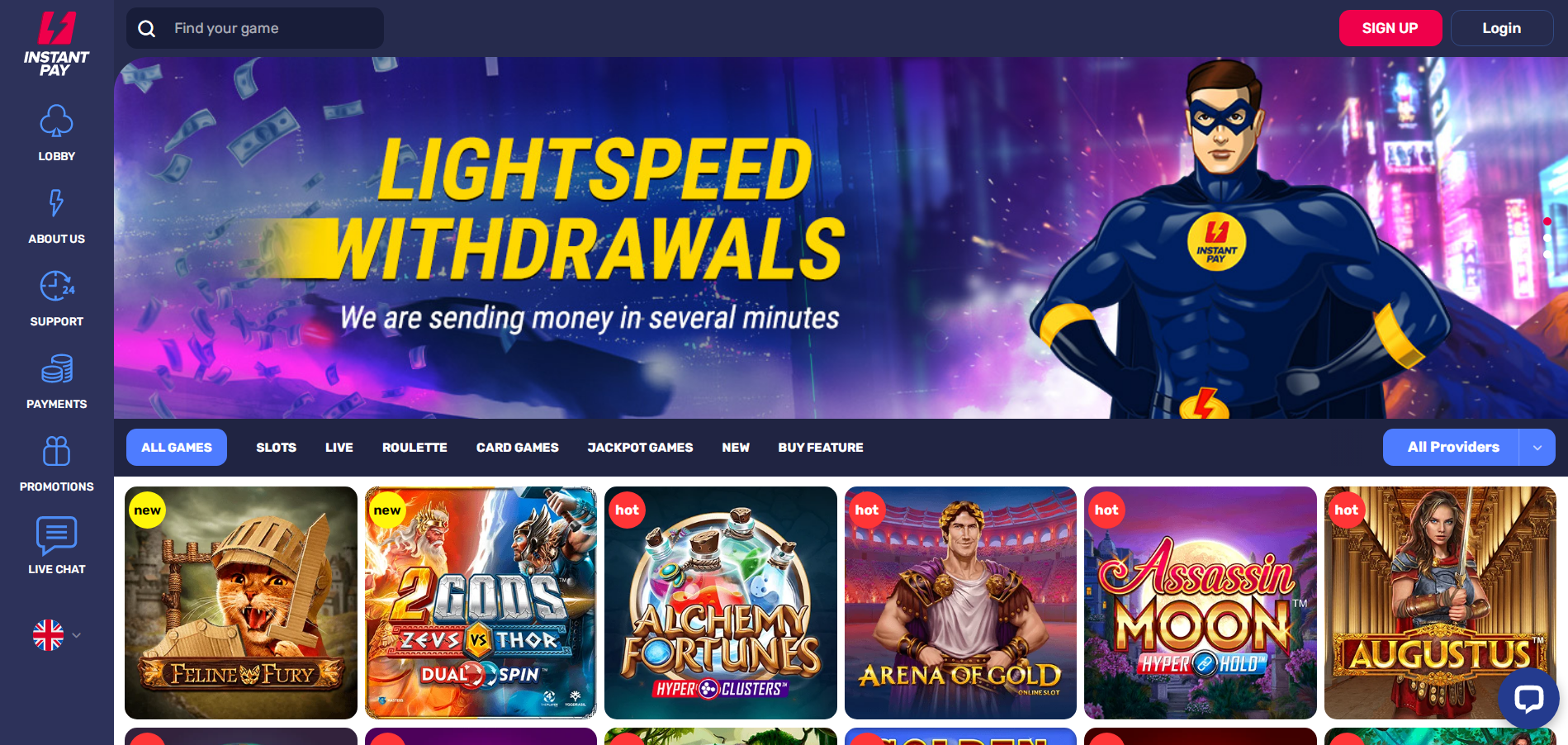 Instant Pay Casino Games