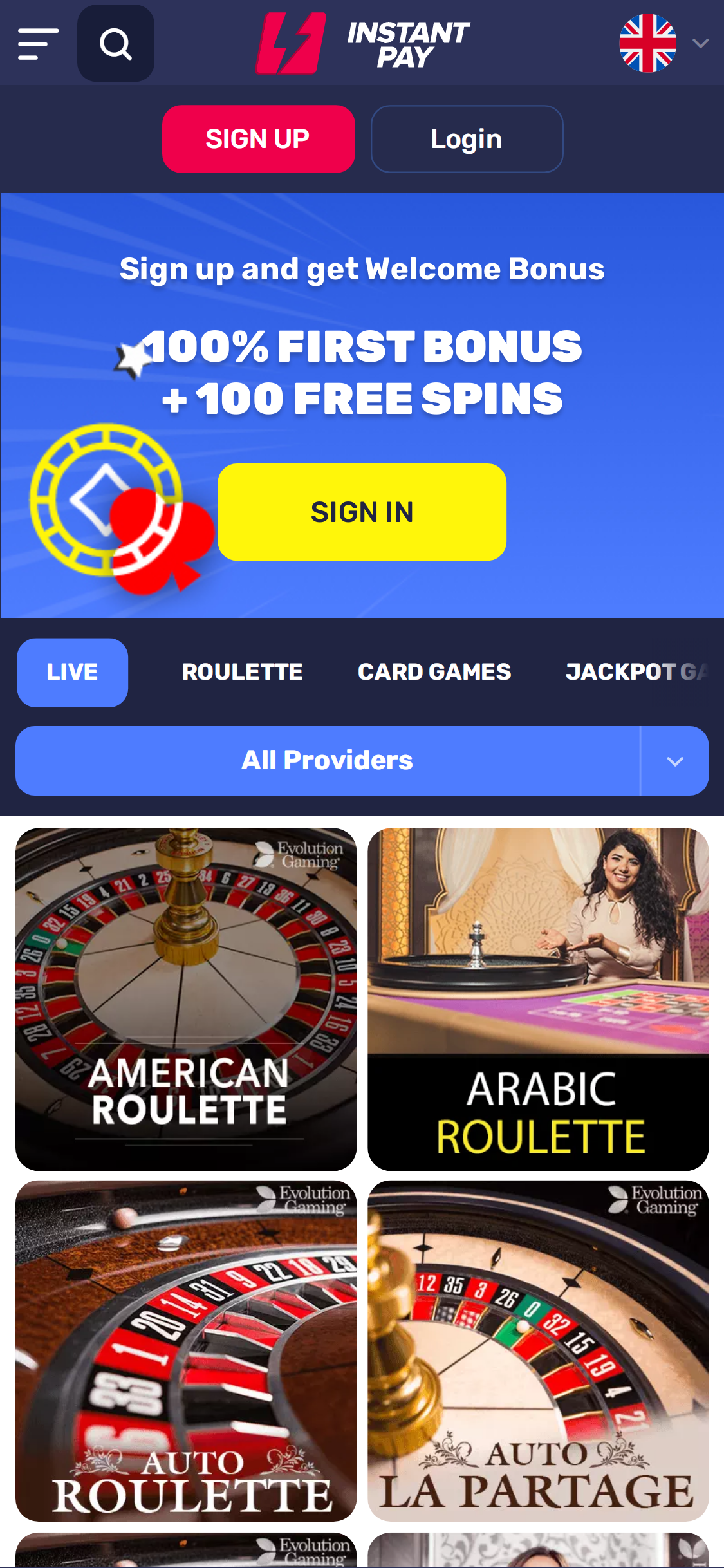 Instant Pay Casino Mobile Live Dealer Games Review