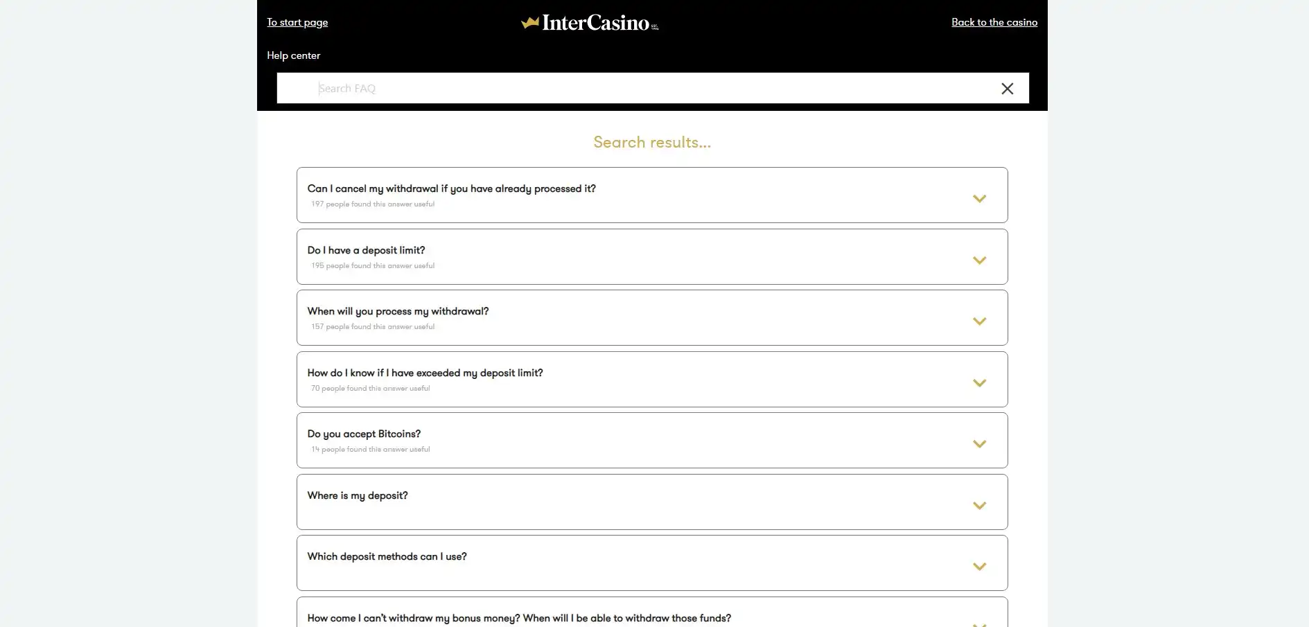 Inter Casino Payment Methods