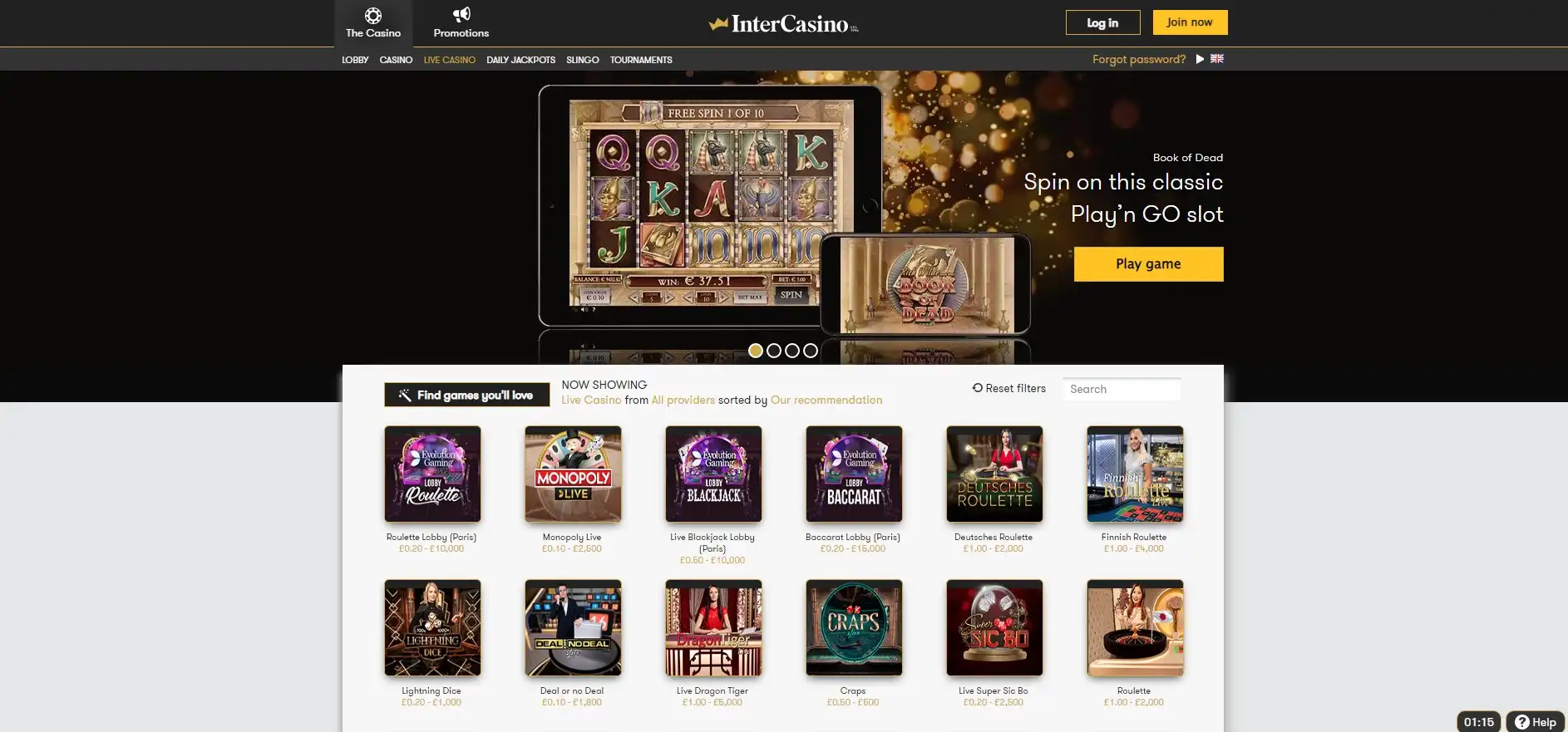 Inter Casino Live Dealer Games