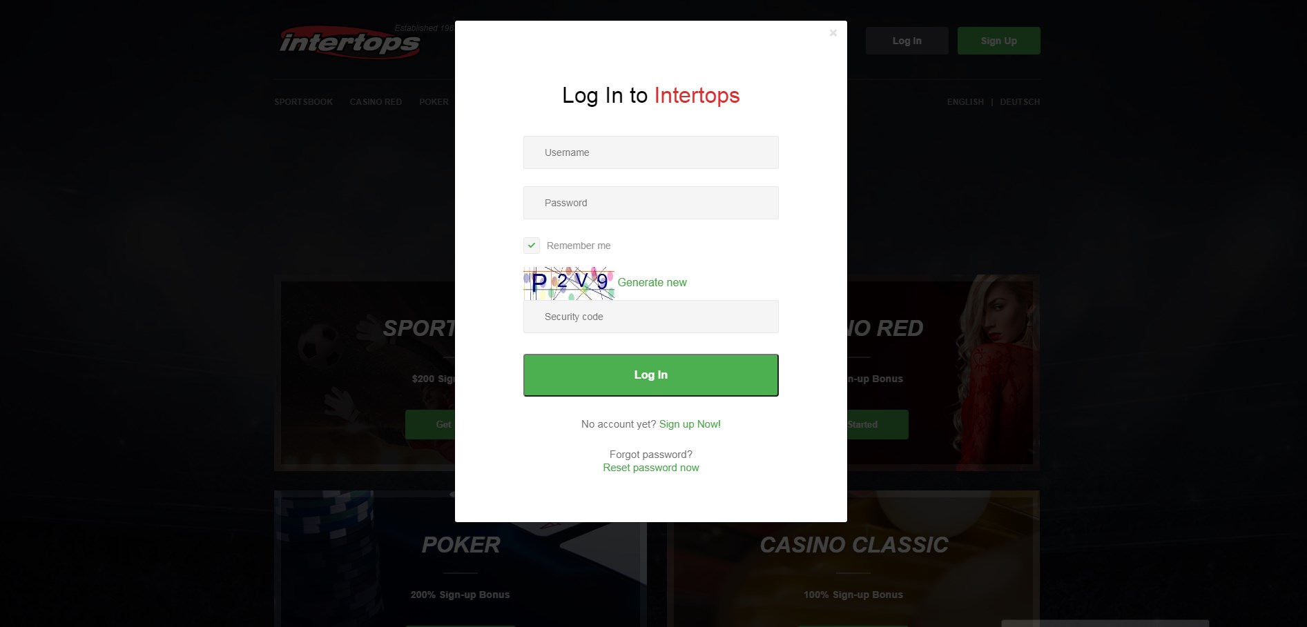 Intertops Casino Login