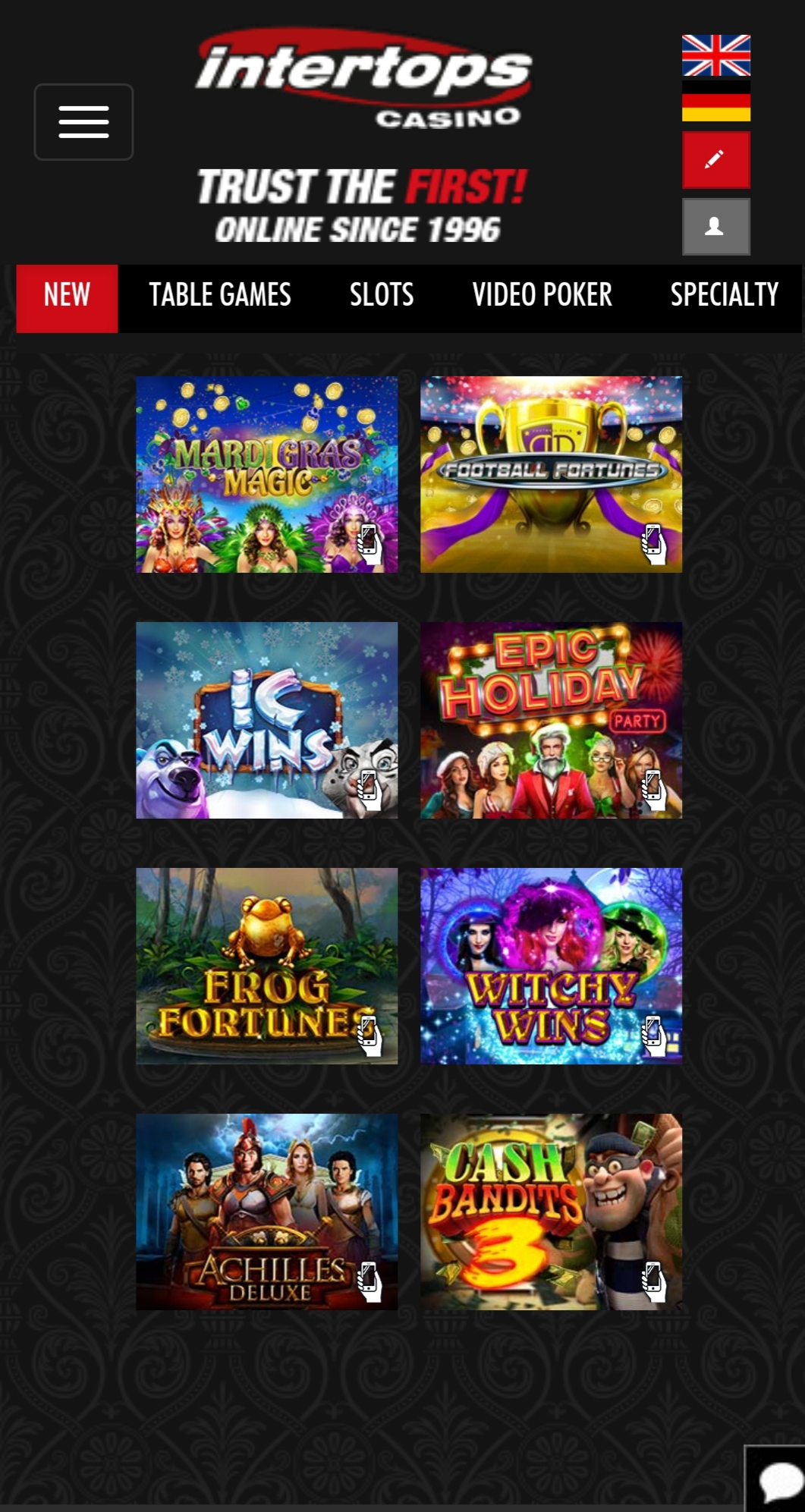Intertops Casino Mobile Games Review