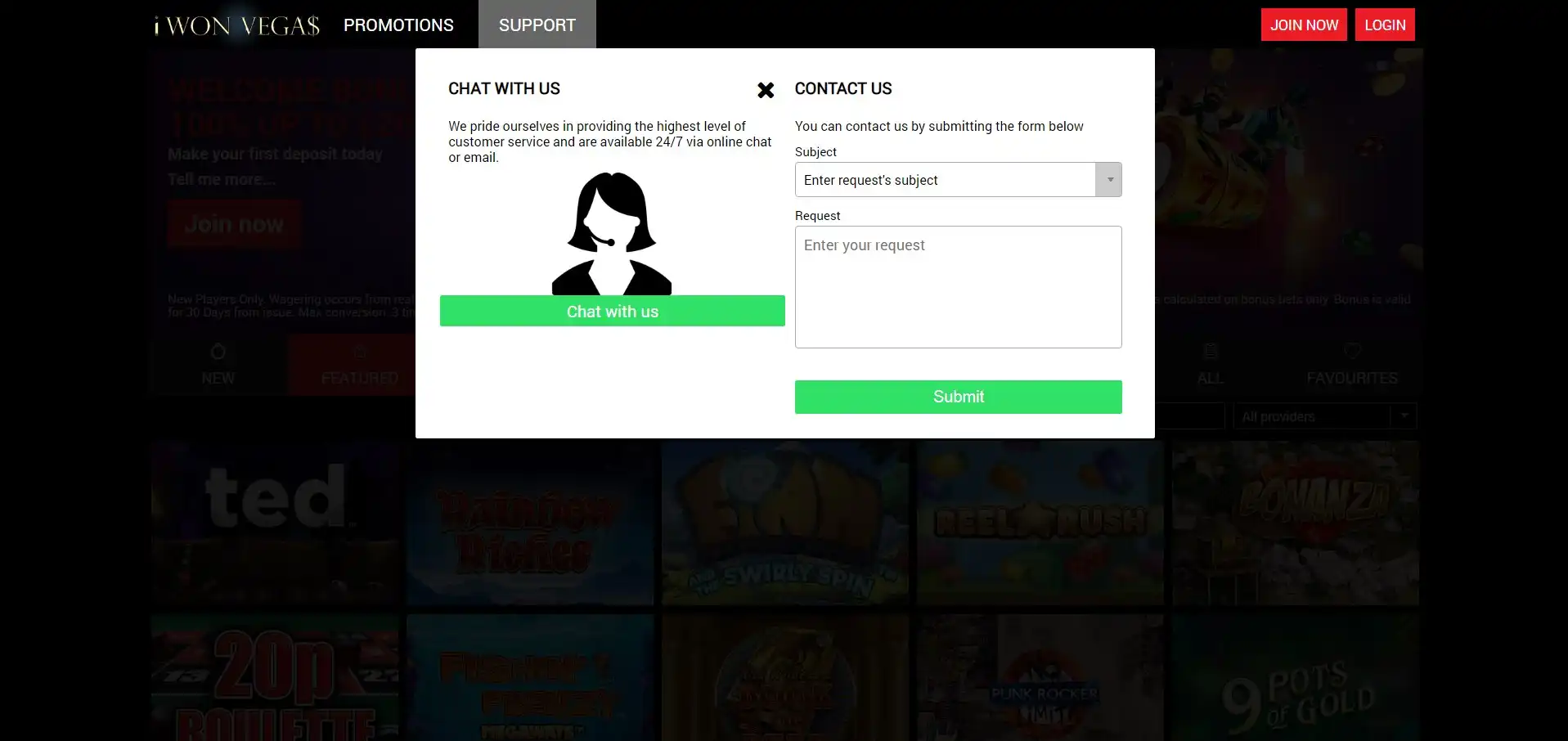 iWonVegas Casino Support