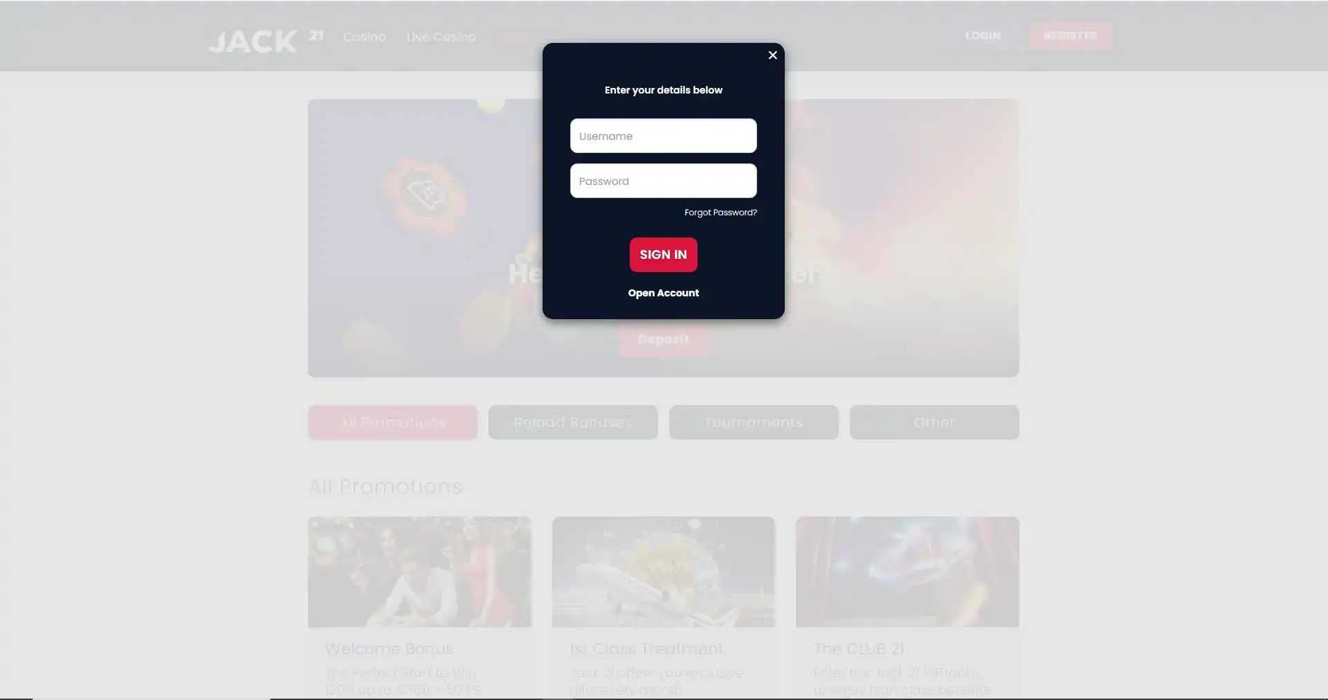 Jack 21 Login