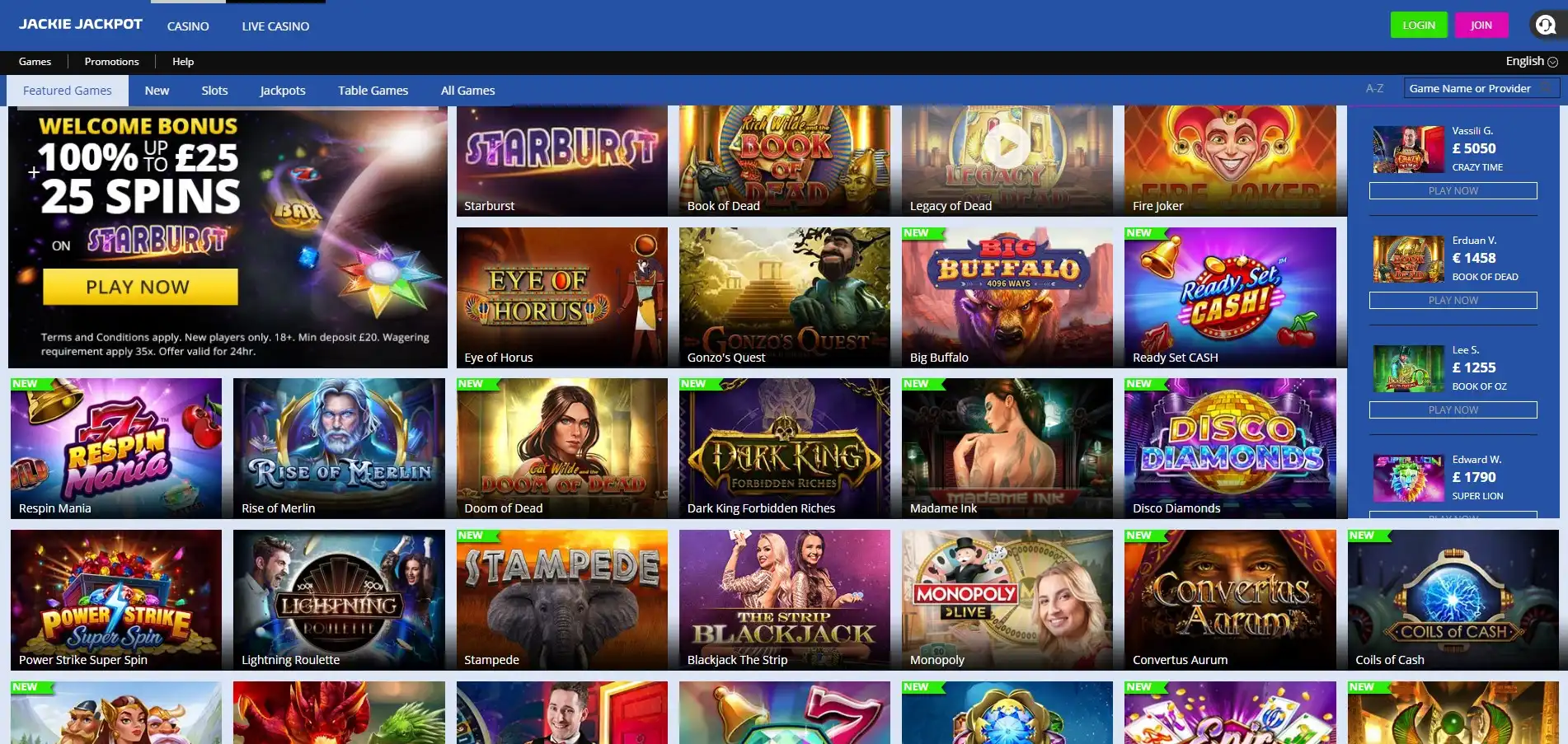 Jackie Jackpot Casino Games