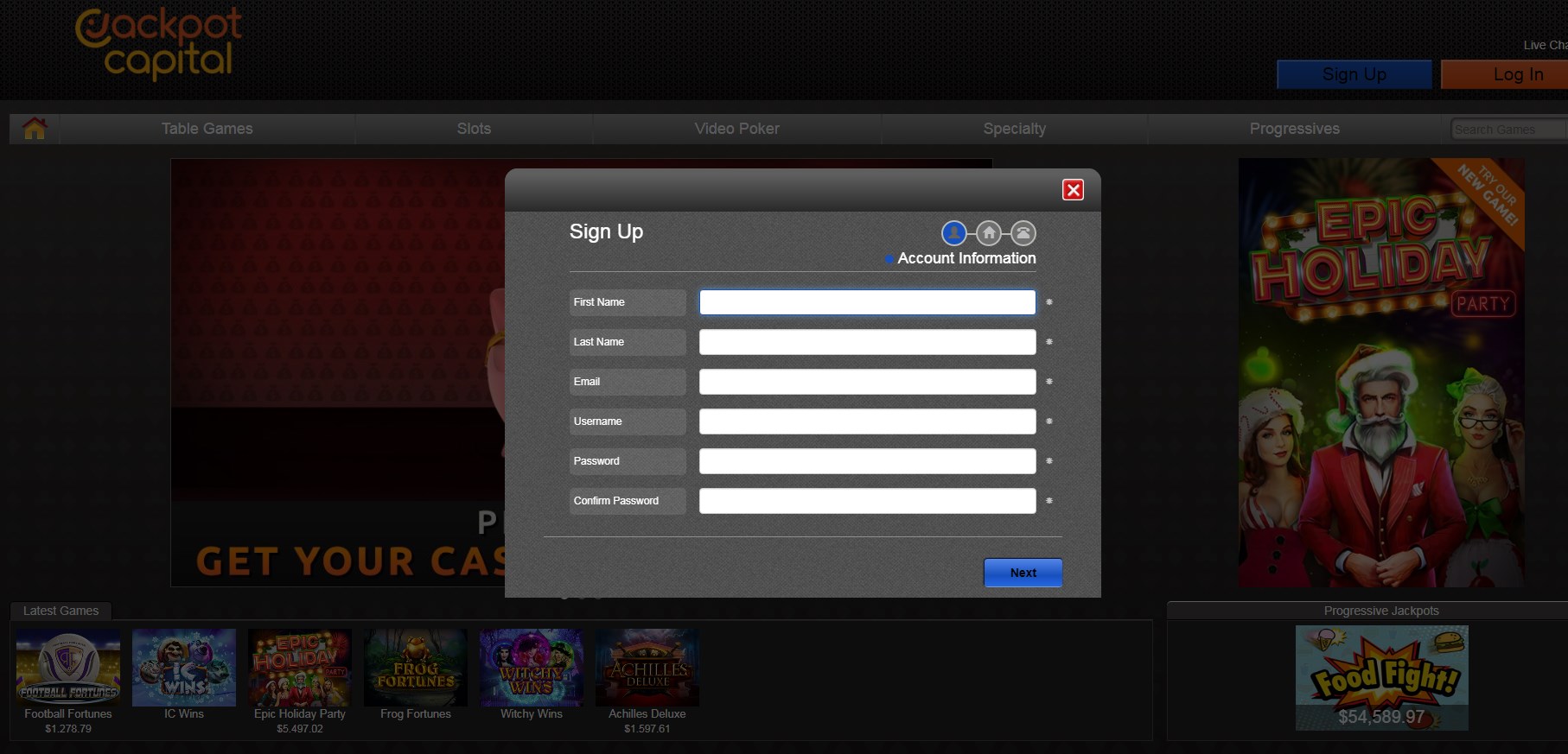 Jackpot Capital Casino Login