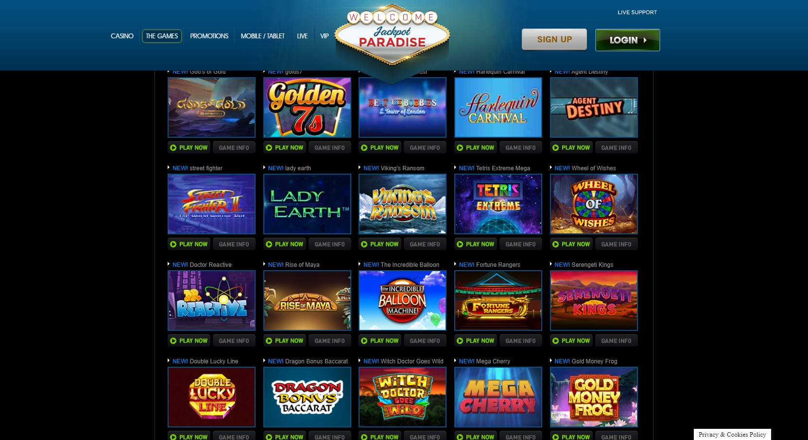 Jackpot Paradise Casino Games