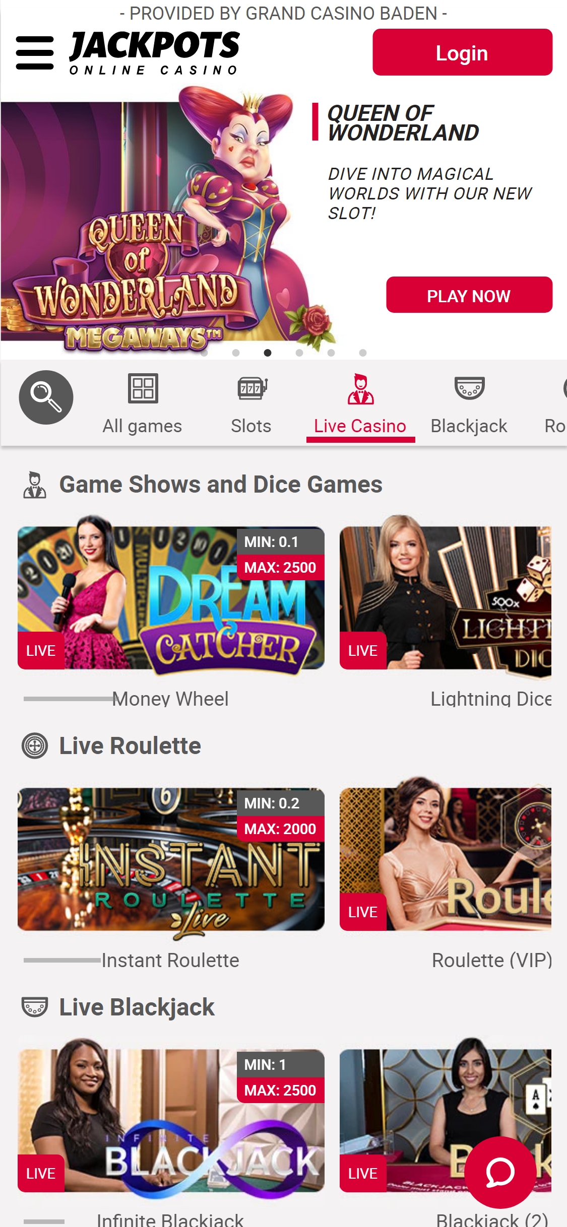 Jackpots CH Casino Mobile Live Dealer Games Review