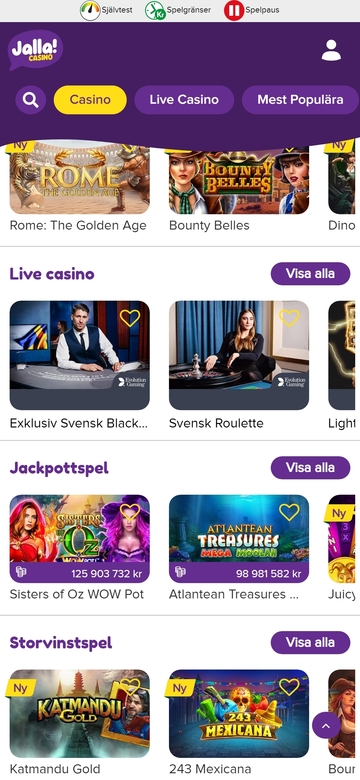 Jalla Casino Mobile Games Review