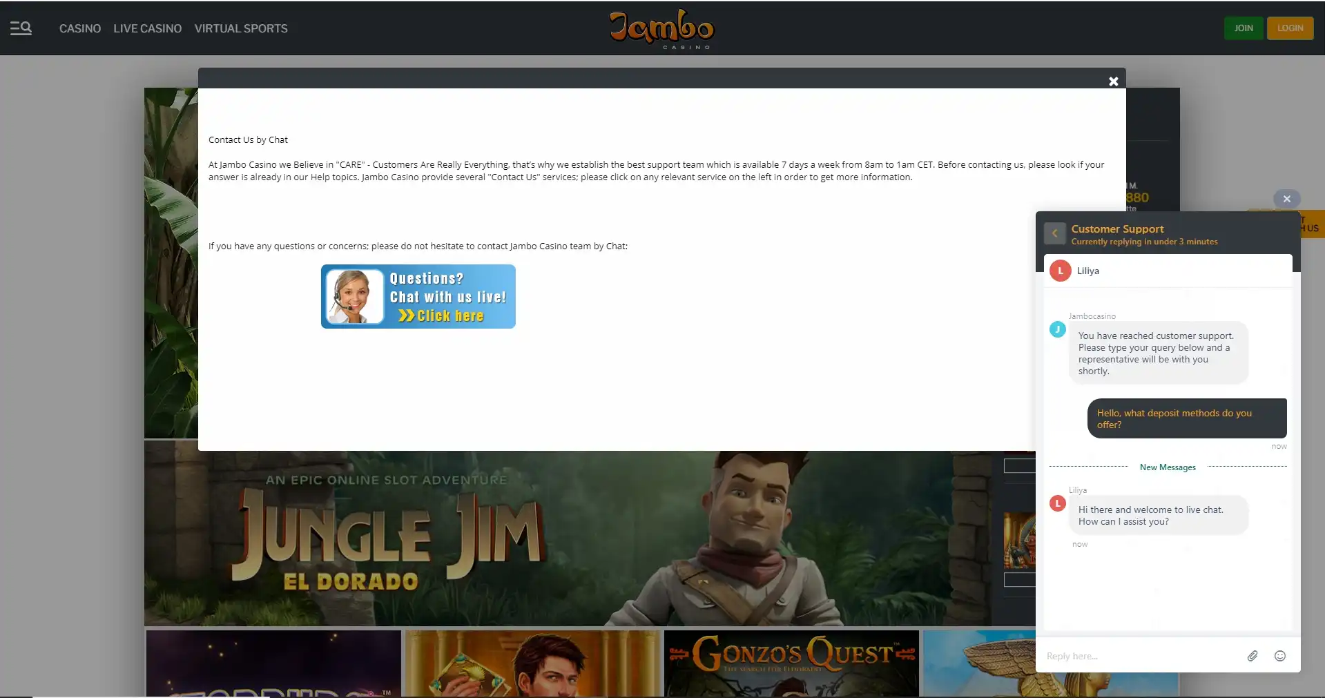 Jambo Casino Support