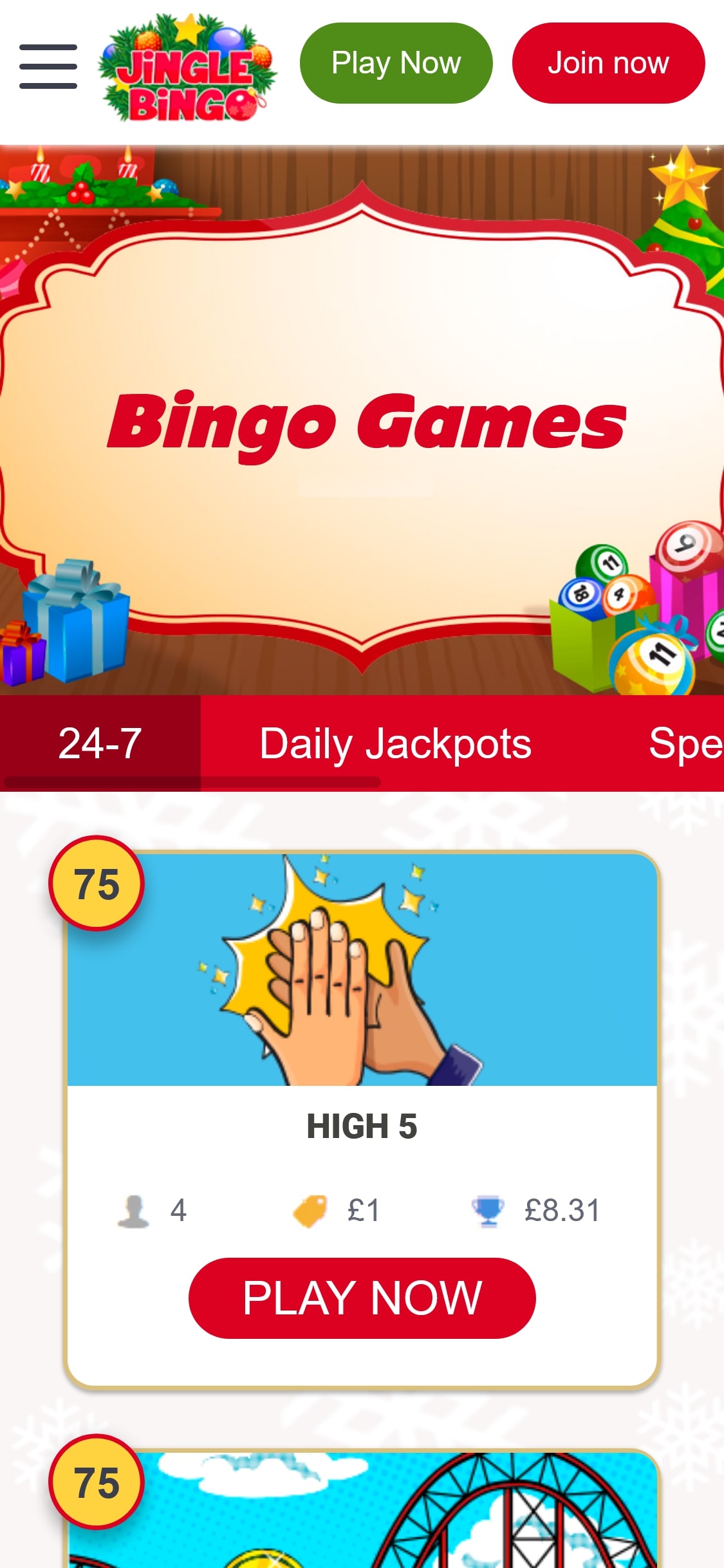 Jingle Bingo Casino Mobile Games Review