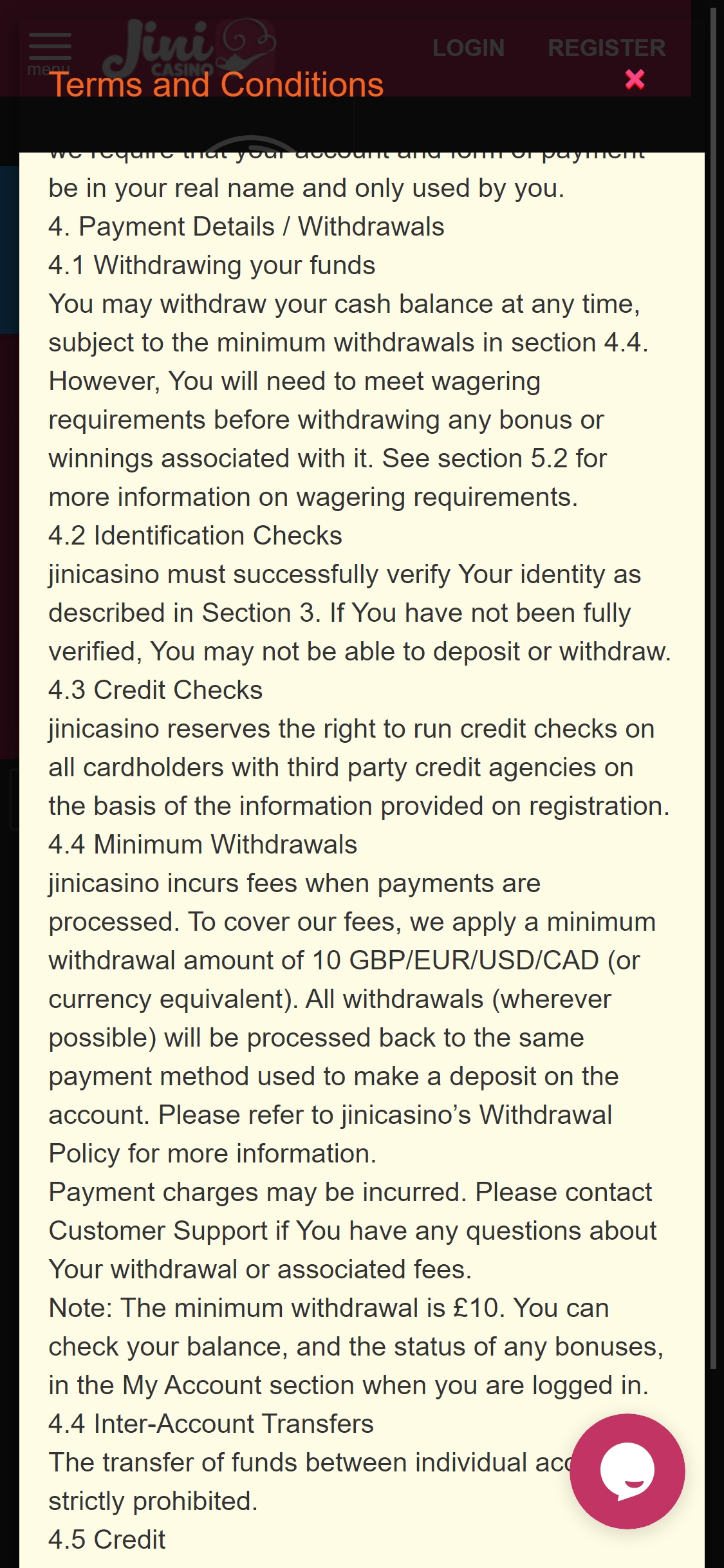 Jinni Casino Mobile Payment Methods Review