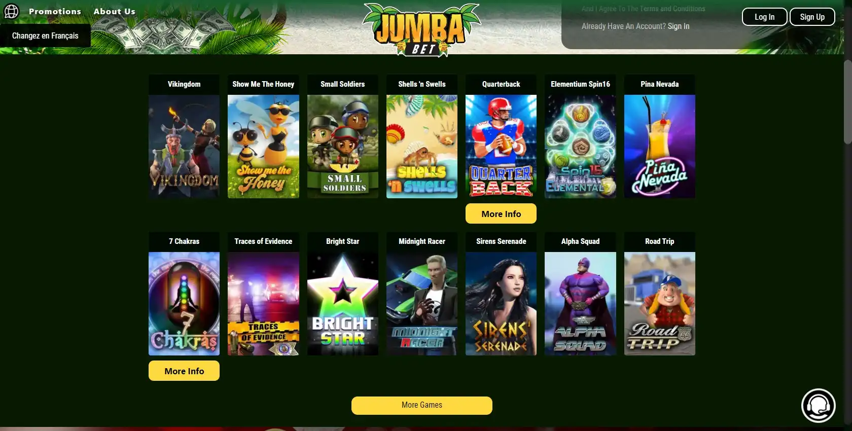Jumba Bet Casino Games