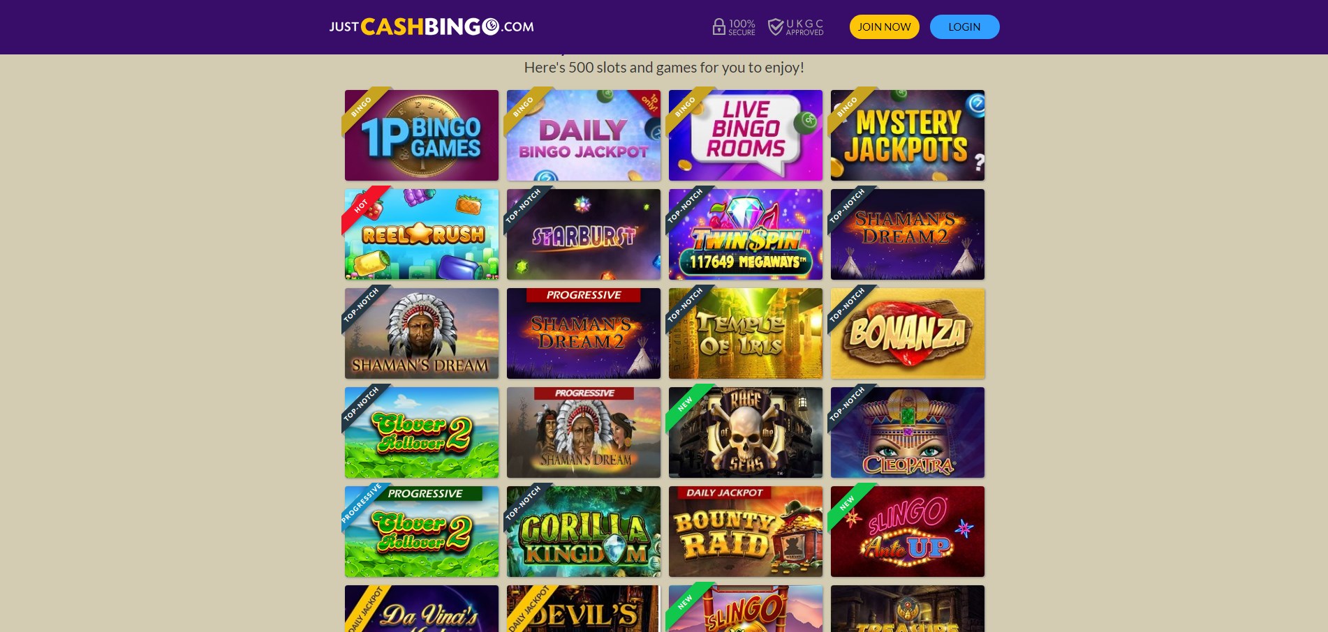 Just Cash Bingo Casino Games