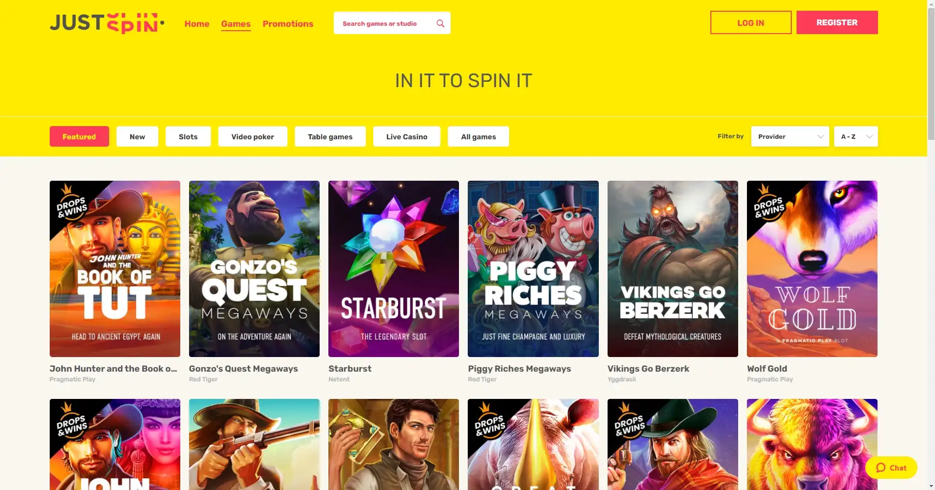 JustSpin Casino Games