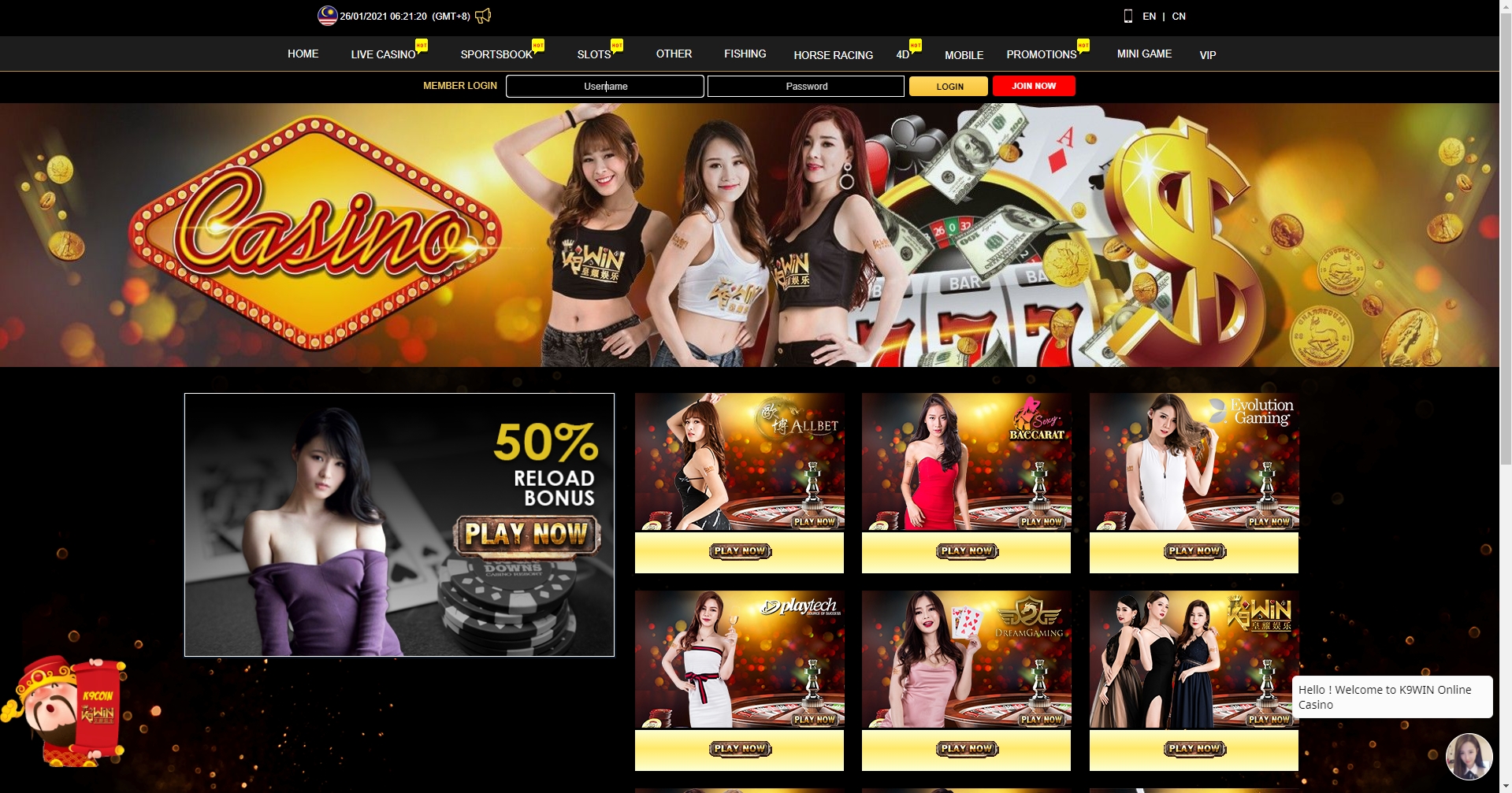 K9WIN Online Casino Live Dealer Games