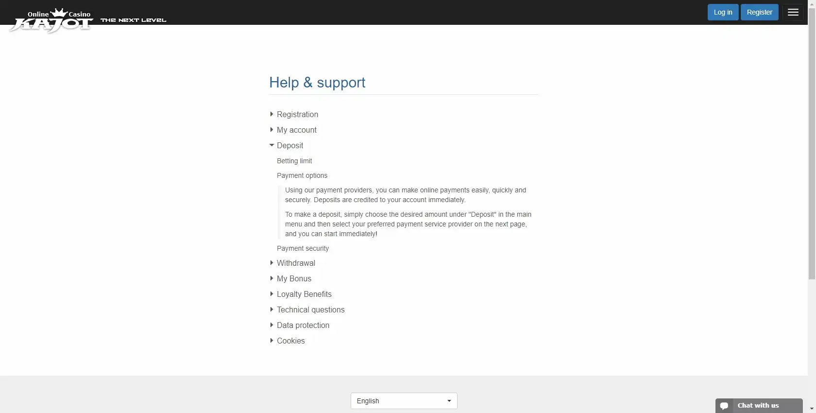 Kajot Casino Payment Methods