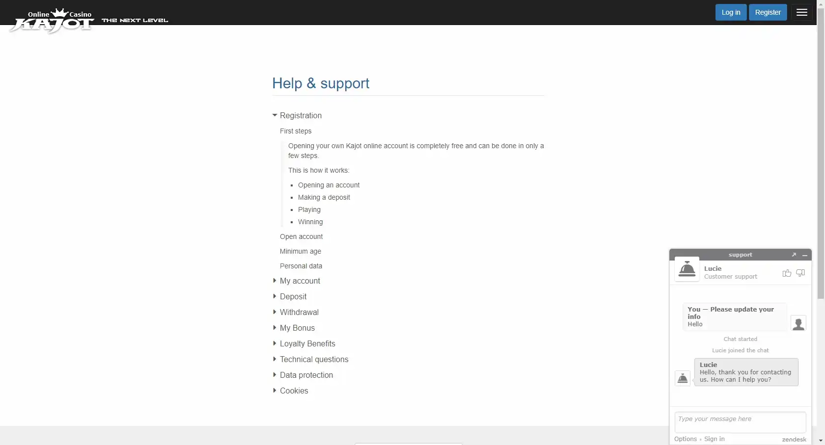 Kajot Casino Support