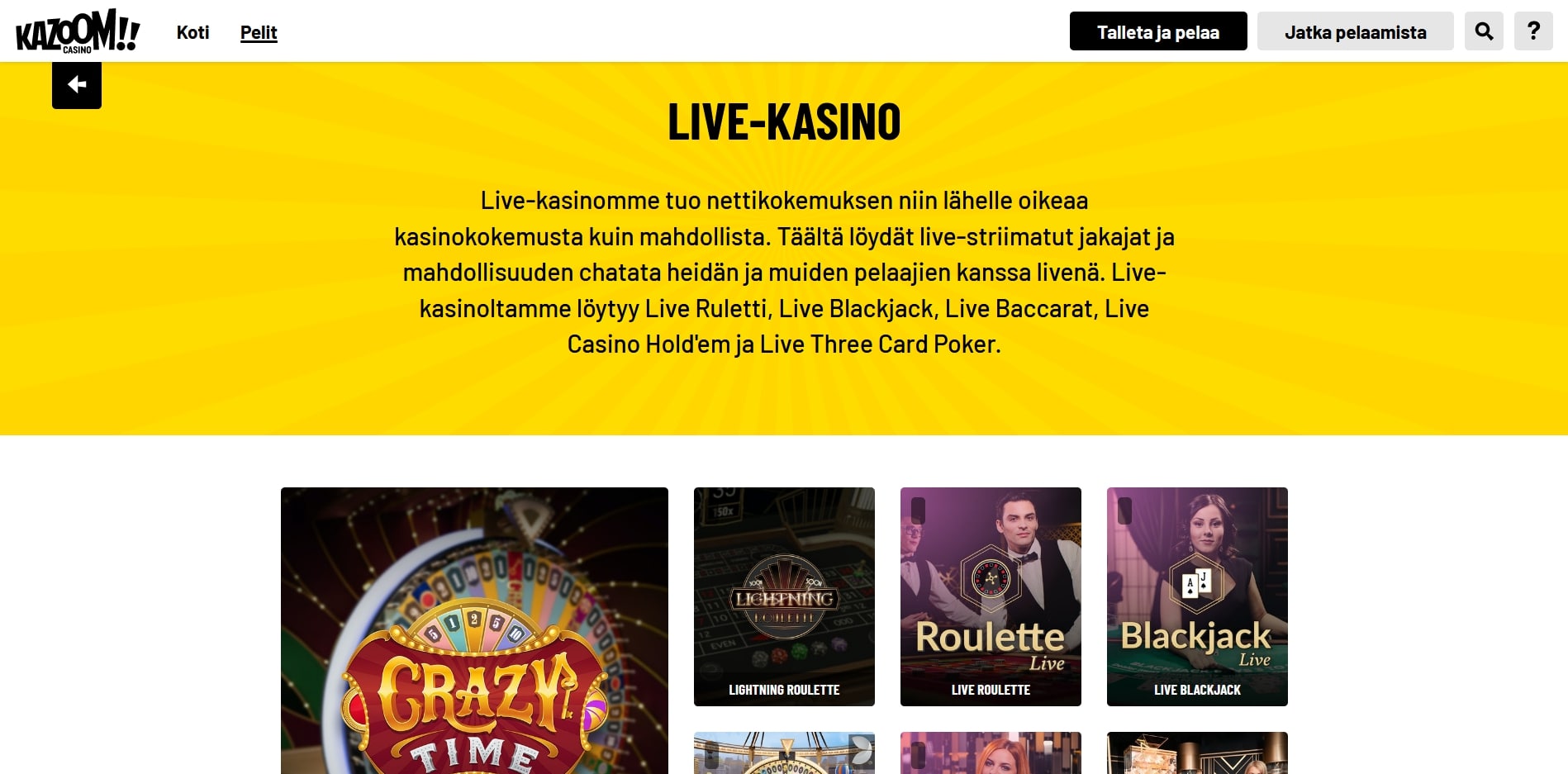 Kazoom Casino Live Dealer Games