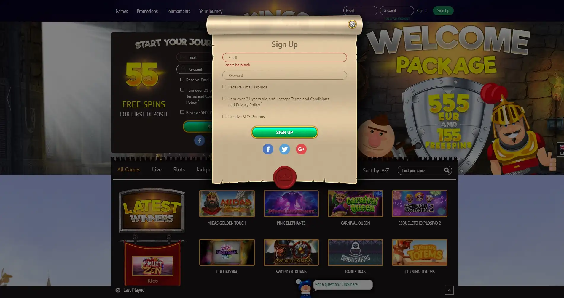KingsWin Casino Login