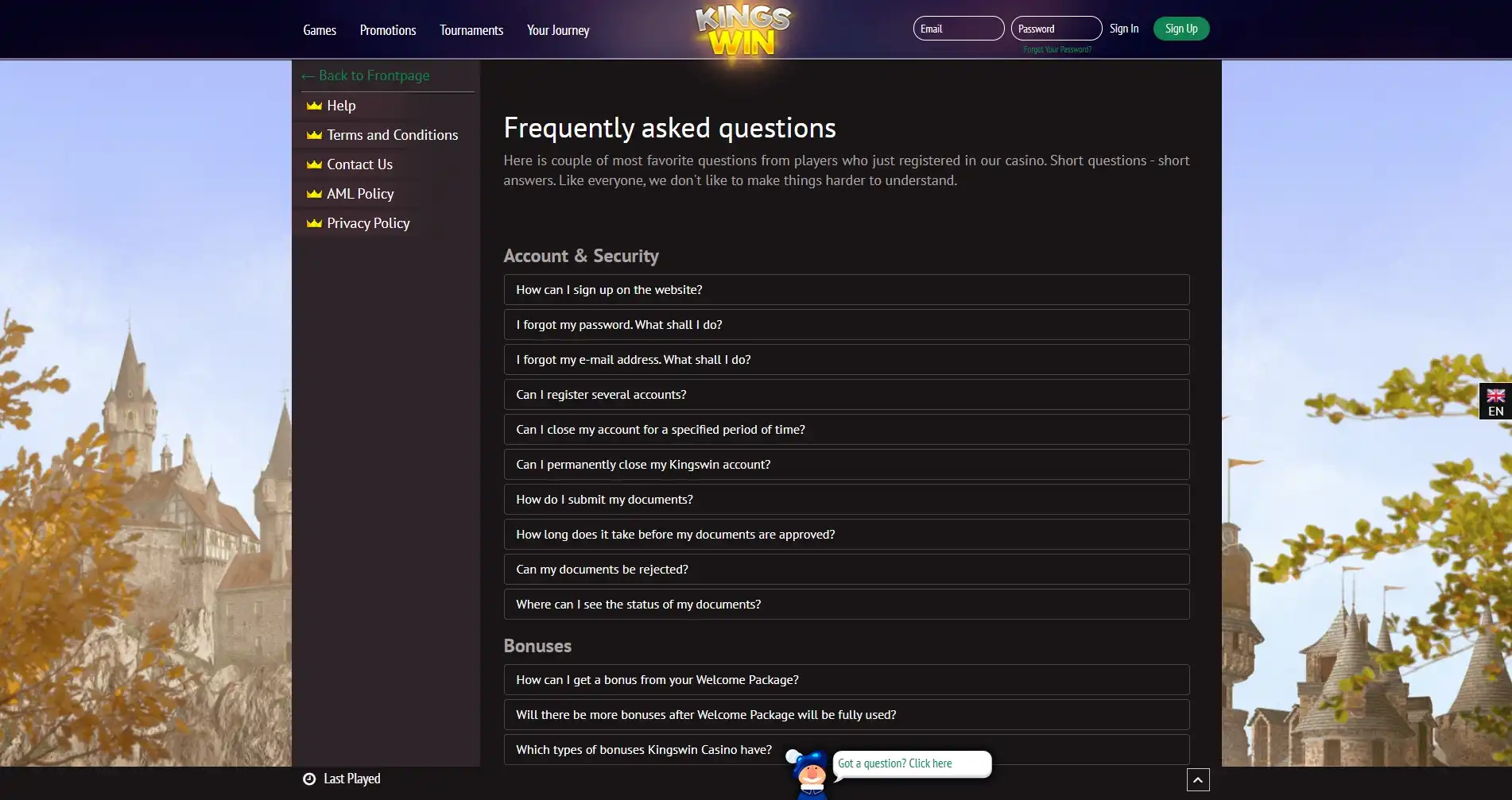 KingsWin Casino Support