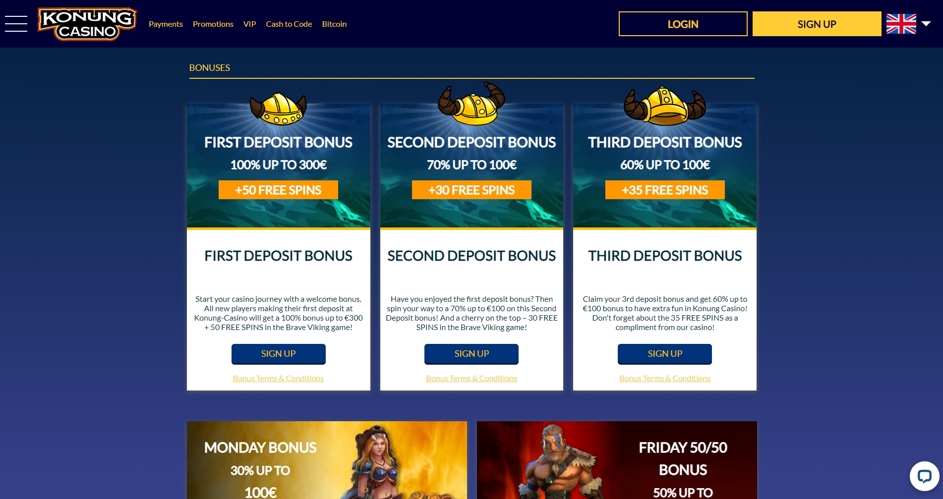 Konung Casino No Deposit Bonus