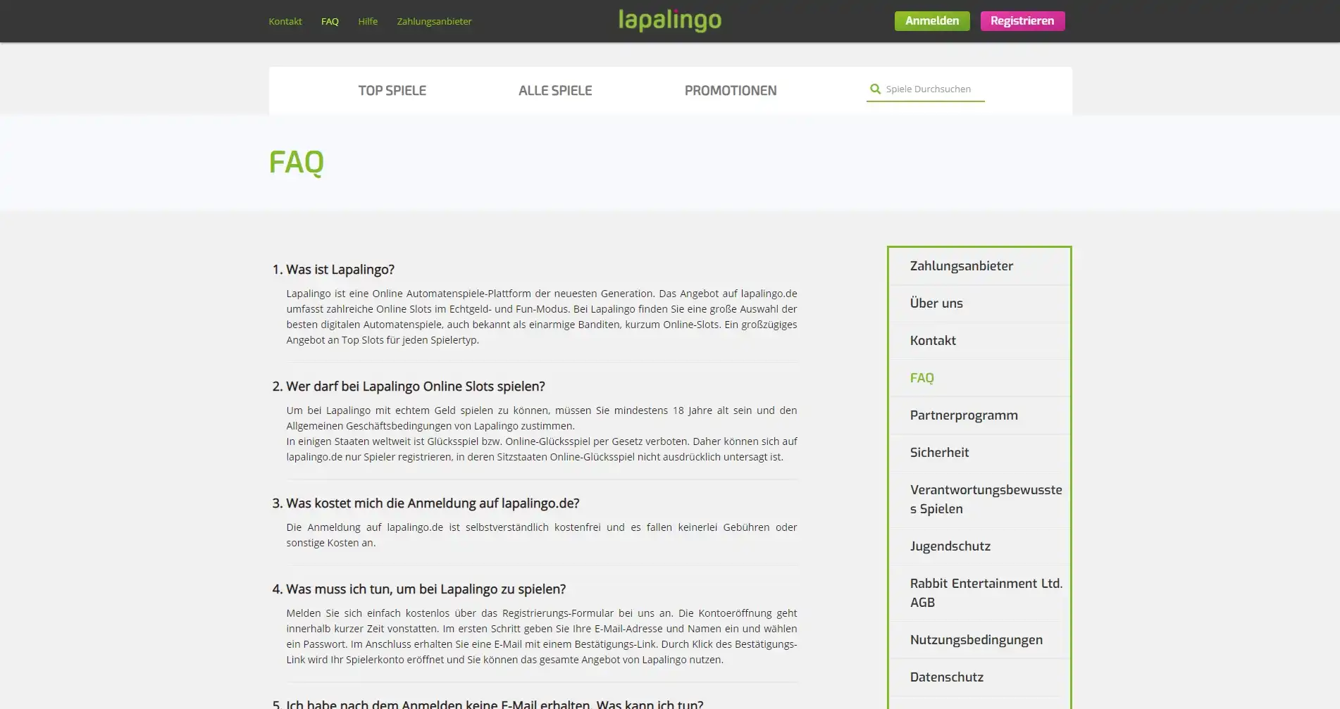 Lapalingo Casino Support