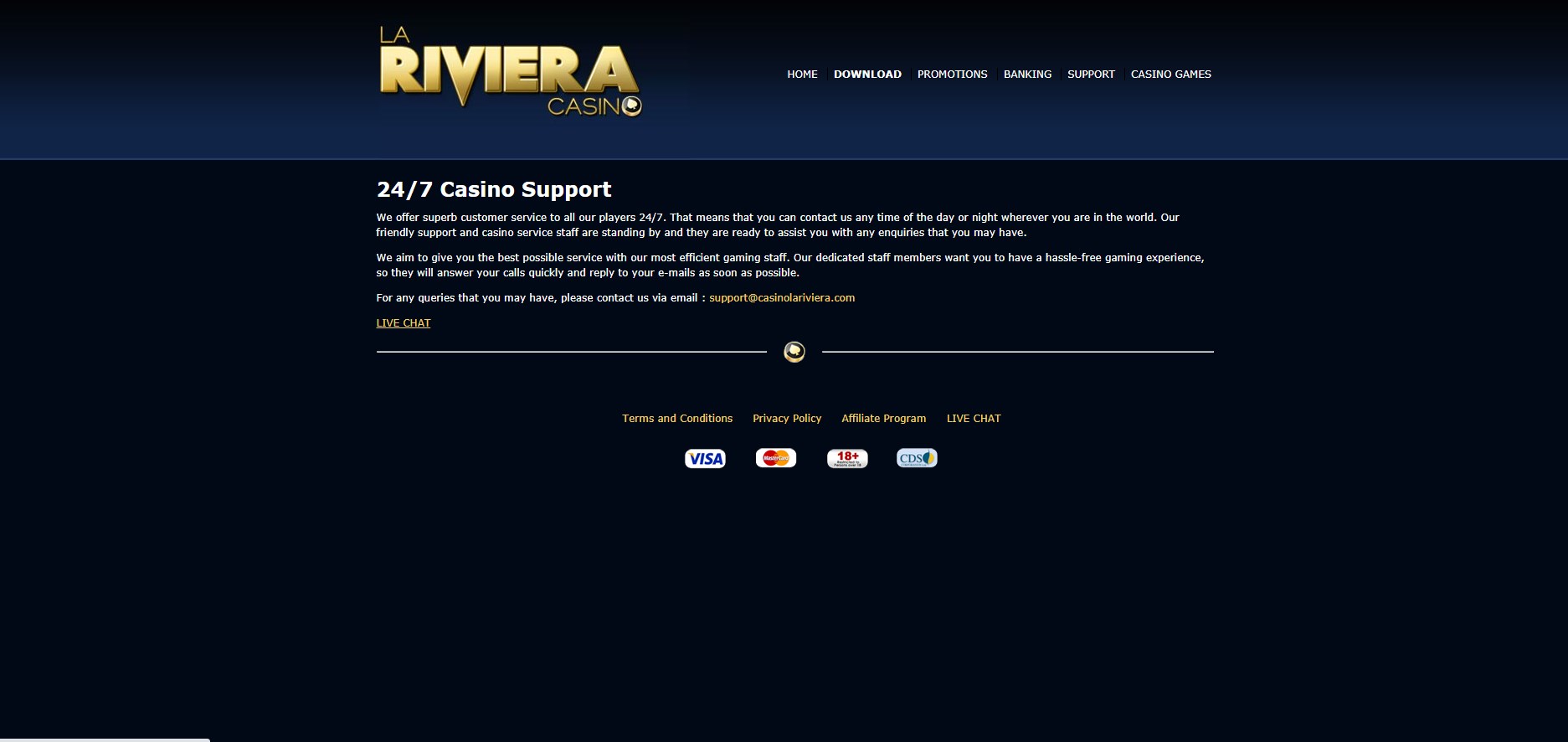 La Riviera Casino Support
