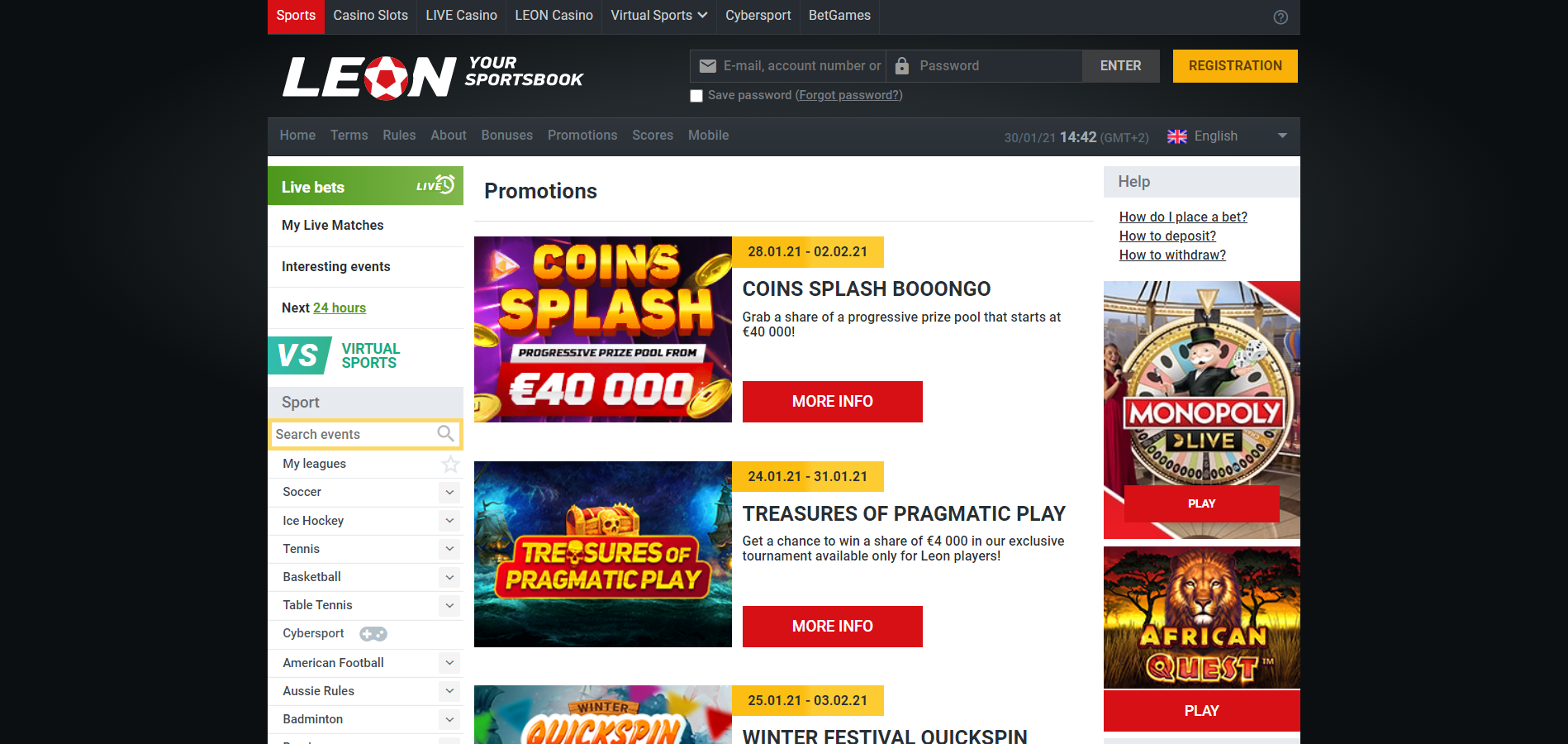 Leon Casino No Deposit Bonus